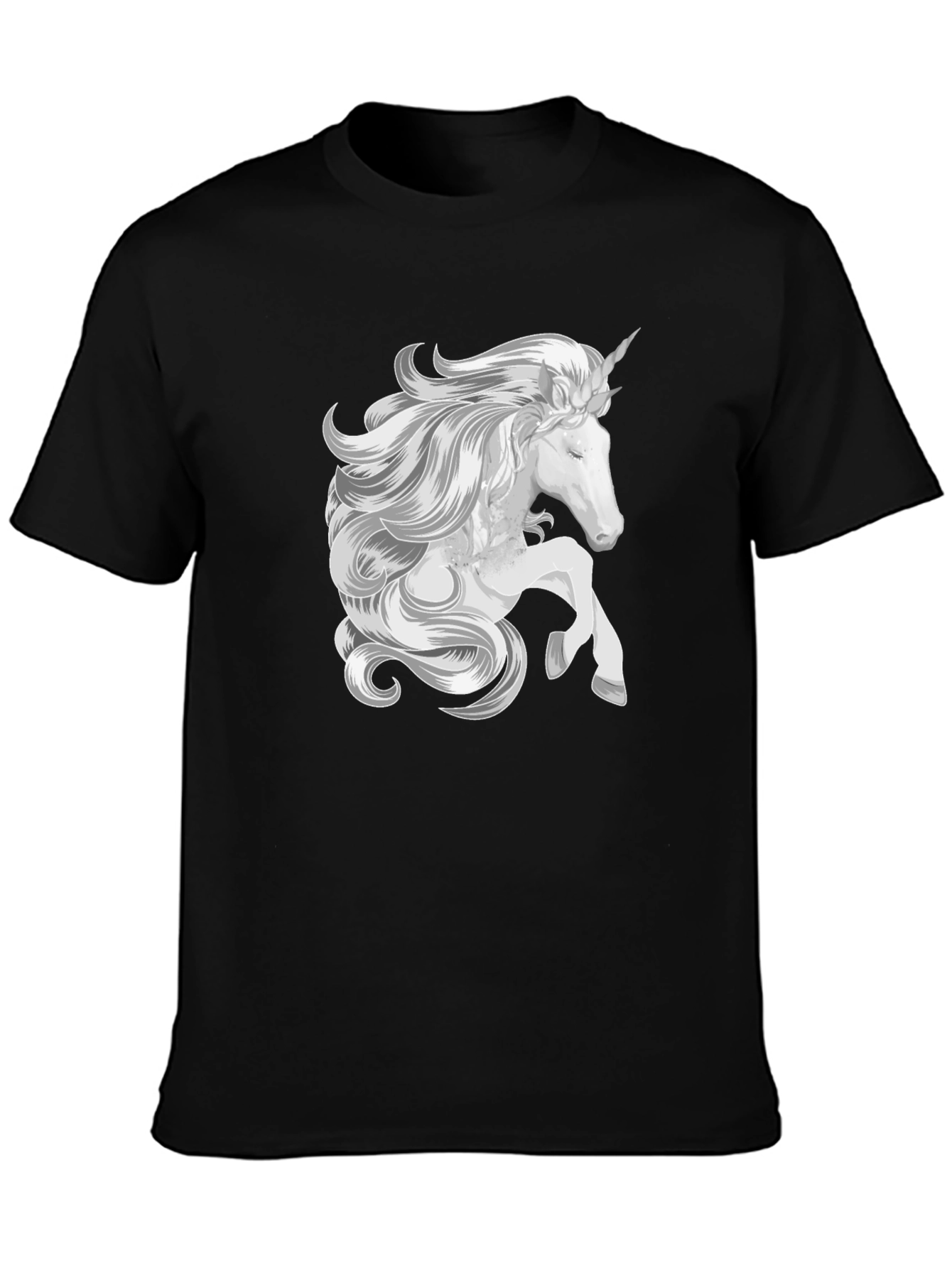 Black Unicorn Graphic Black T-Shirt - Fantasy Style view 3