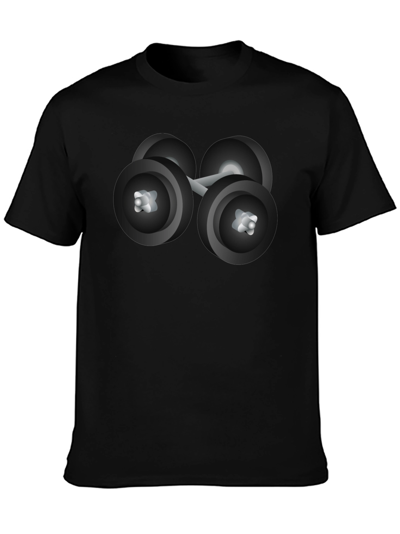 Black Dumbbell Graphic Tee - Fitness Lover's Black T-Shirt view 3