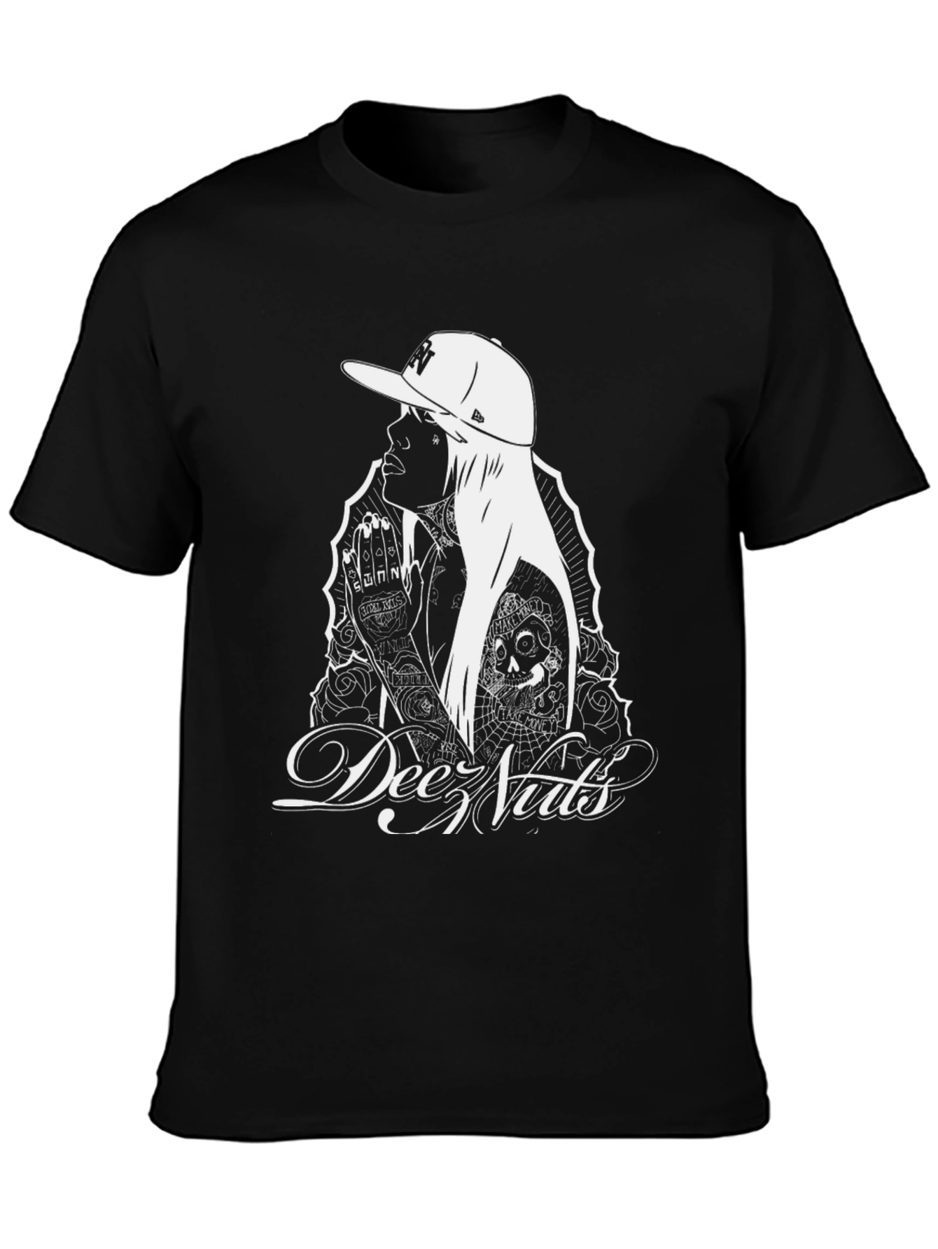 Black Deez Nuts Graphic Tee - Adult Unisex Black T-Shirt view 3