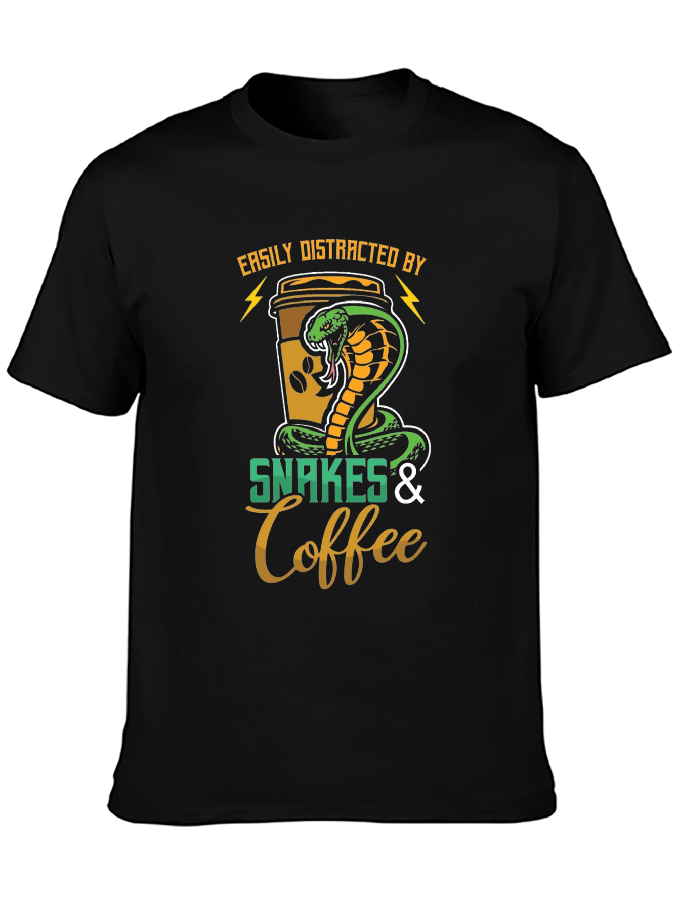 Black Snakes & Coffee T-Shirt: Easily Distracted Tee view 3