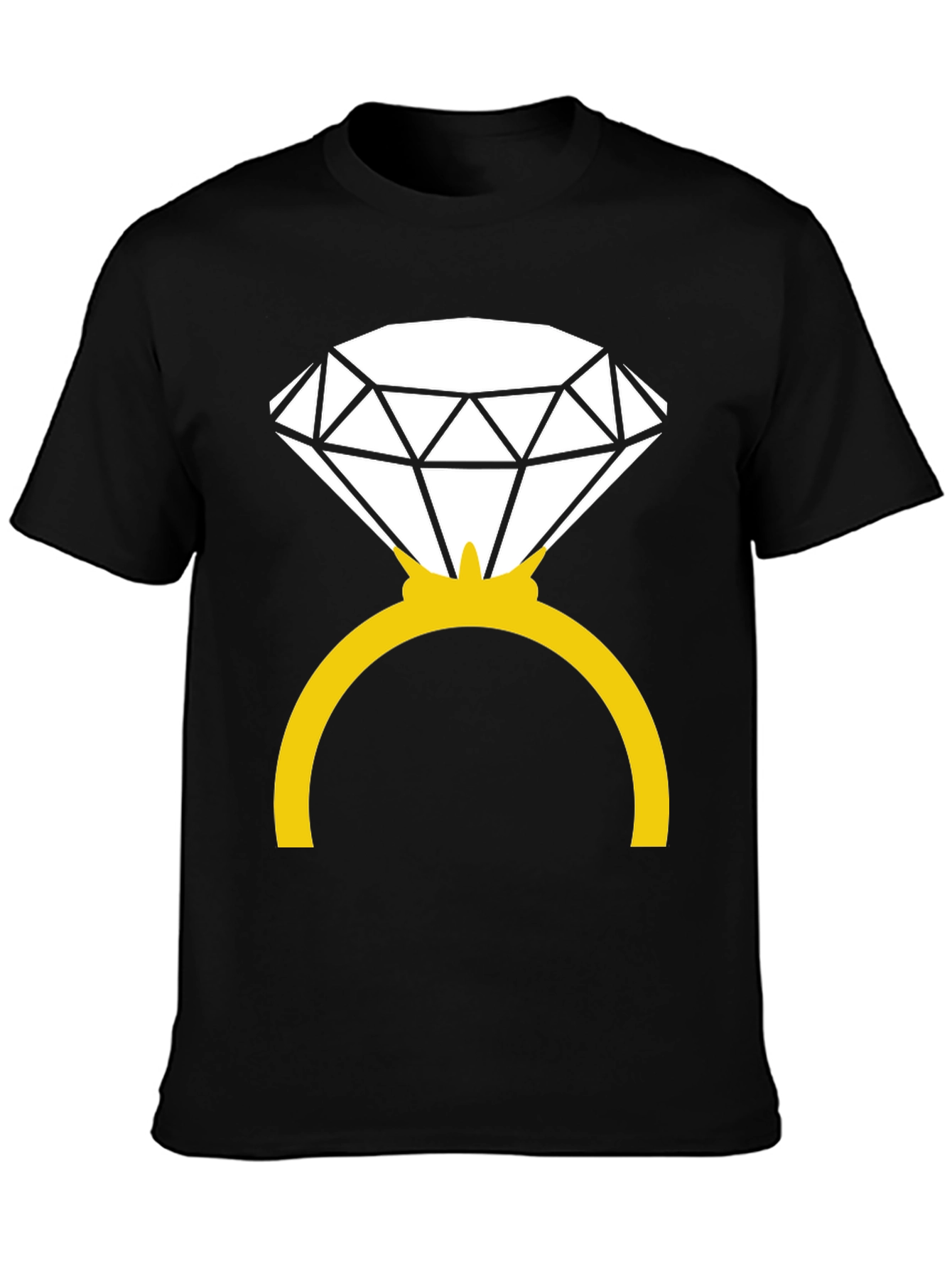 Black Diamond Ring Graphic Tee - Black Cotton Blend view 3