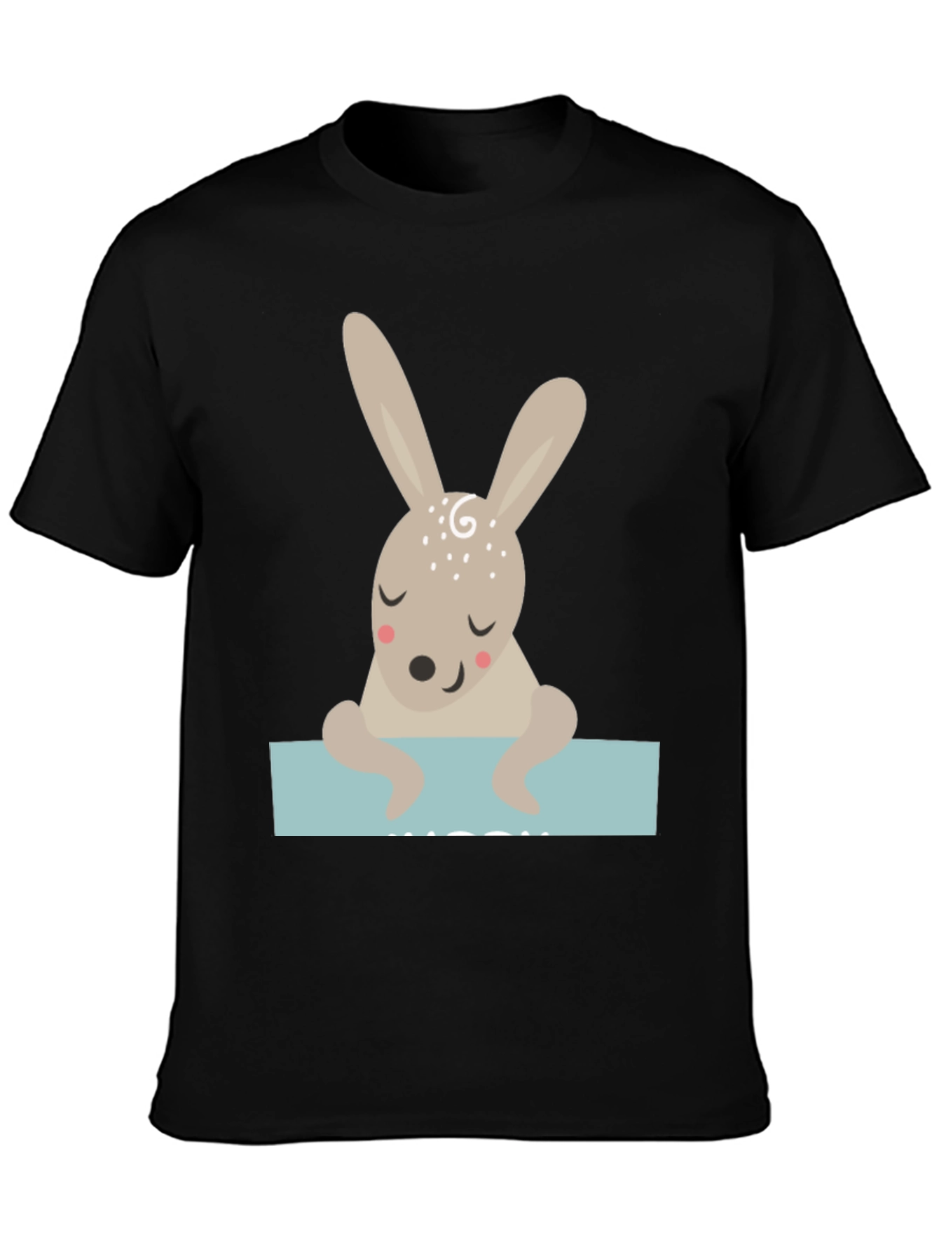 Black Cute Bunny Graphic Tee - Unisex Black T-Shirt view 3