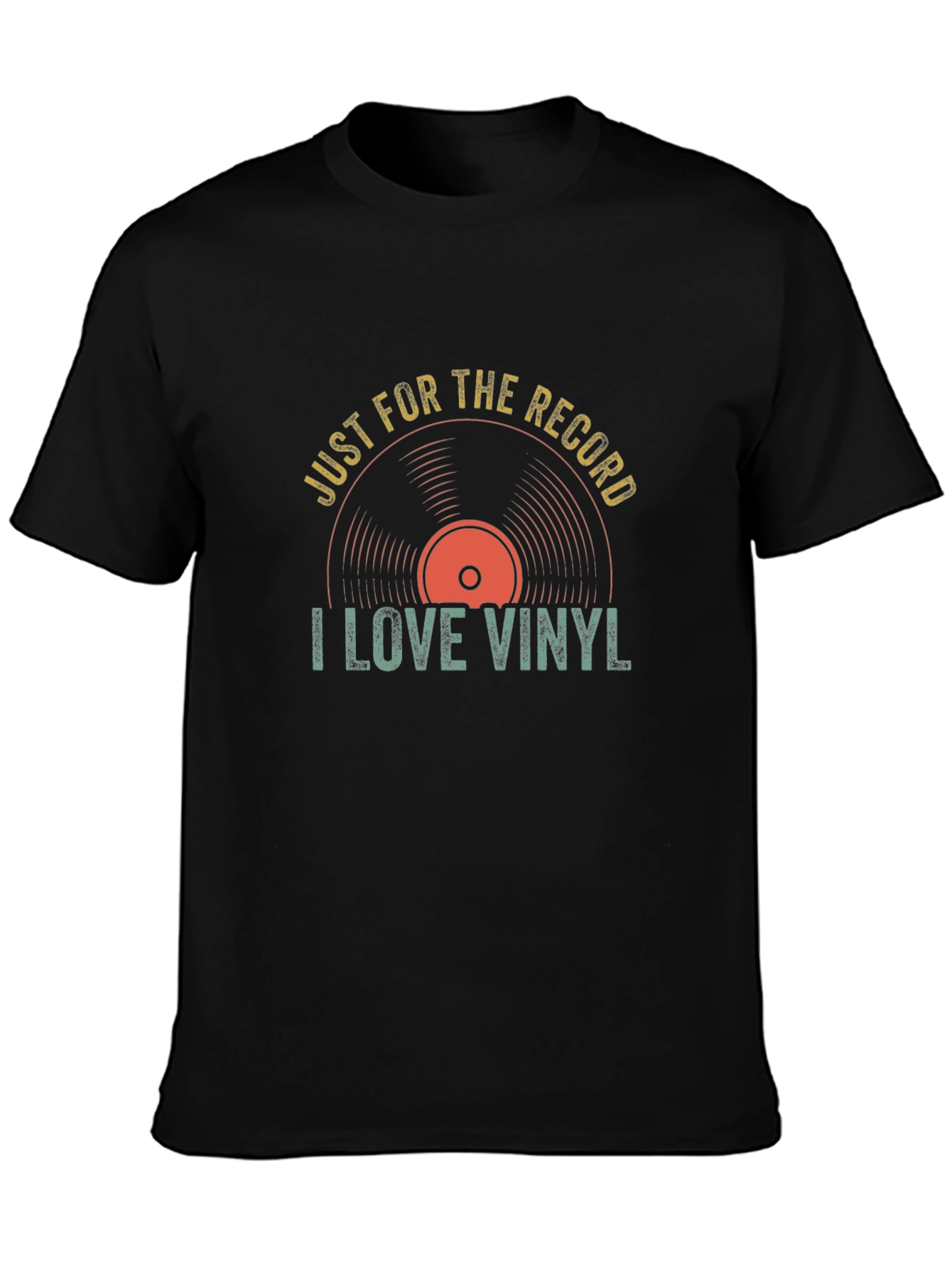 Black Just For The Record I Love Vinyl T-Shirt view 3