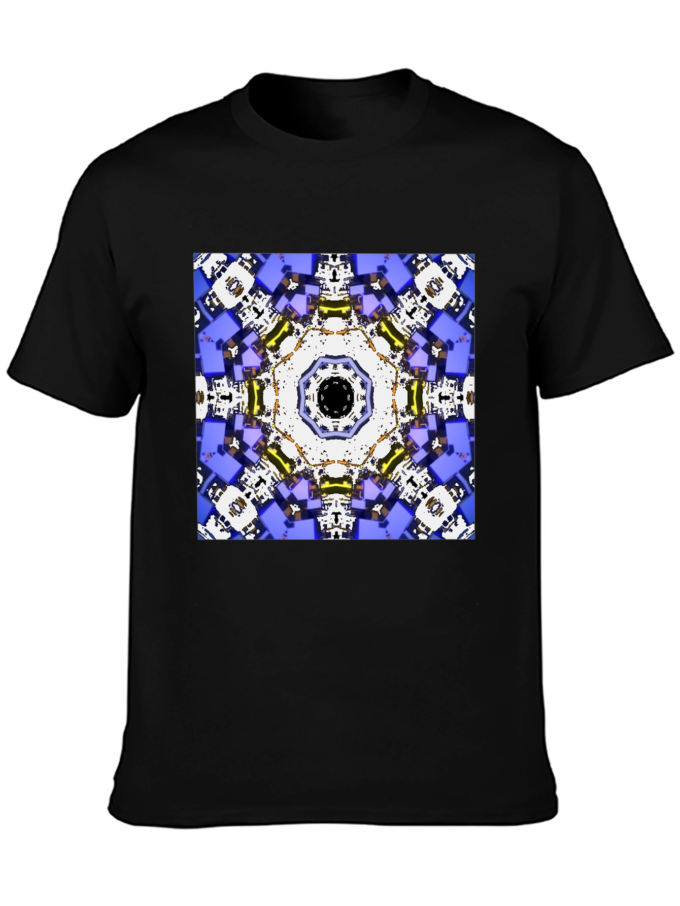 Black Geometric Kaleidoscope Print Black T-Shirt view 3