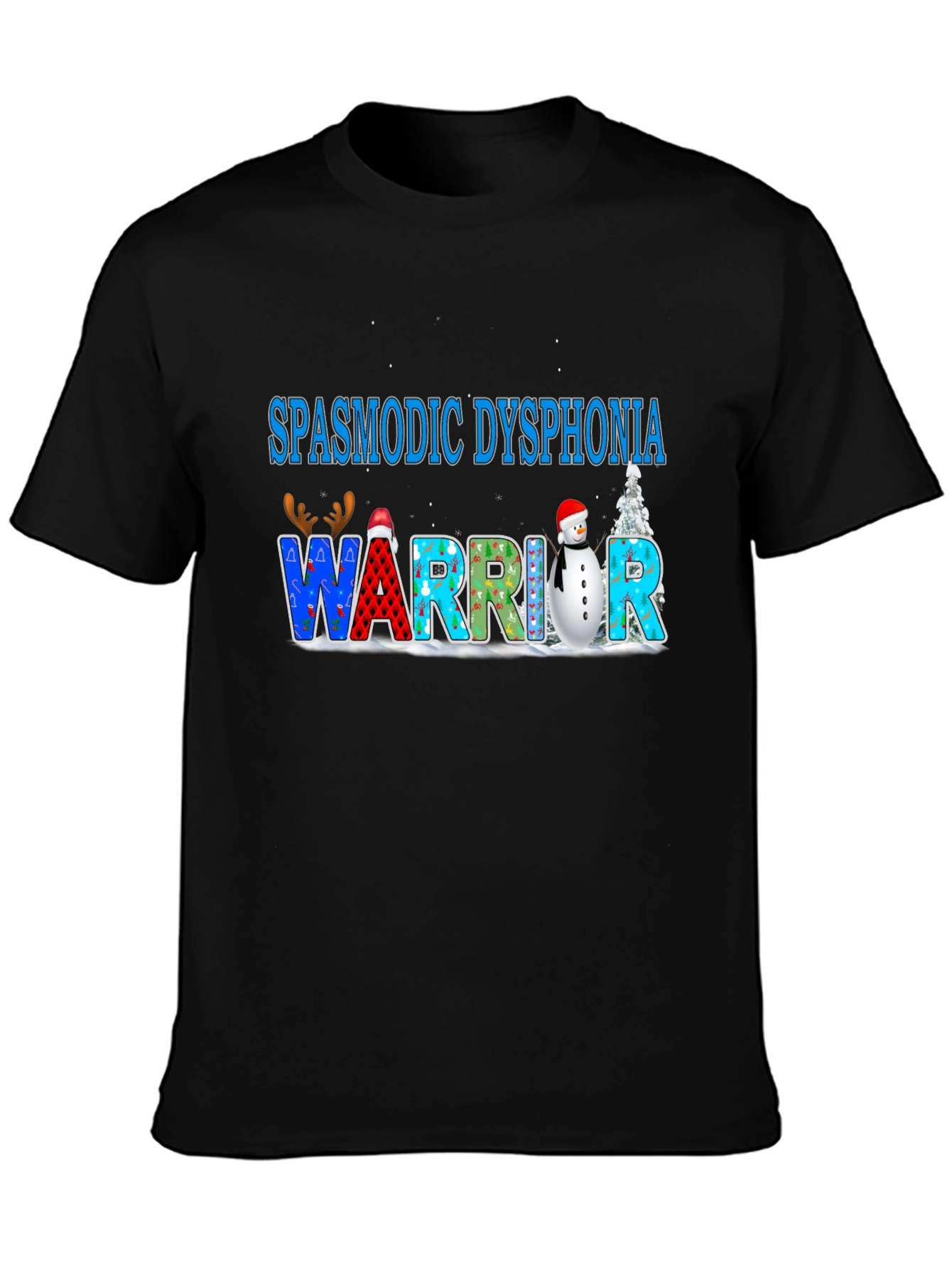 Black Spasmodic Dysphonia Warrior T-Shirt view 3
