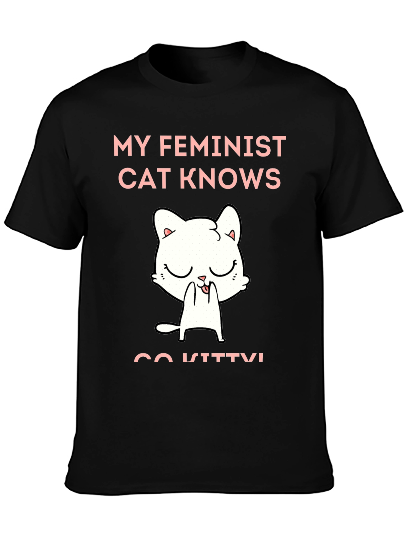 Black Feminist Cat Graphic T-Shirt - Unisex Cotton Tee view 3