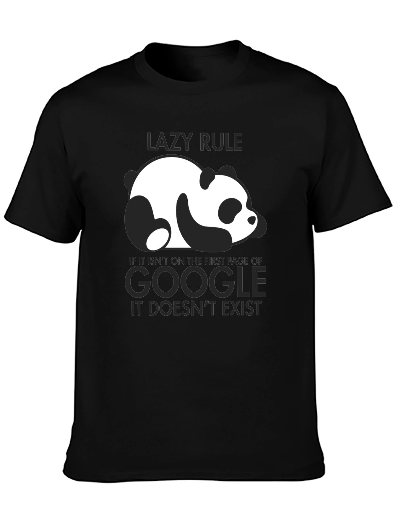 Black Lazy Rule Panda Google T-Shirt view 3