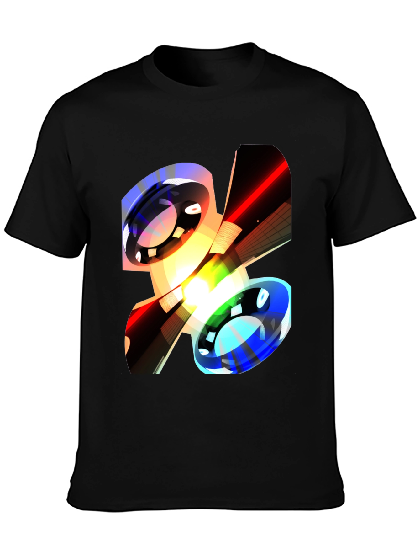 Black Abstract Graphic Print Black Casual T-Shirt view 3