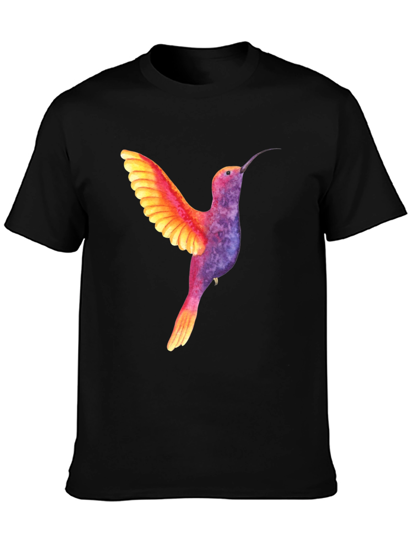Black Hummingbird Graphic Tee - Colorful Bird Design view 3