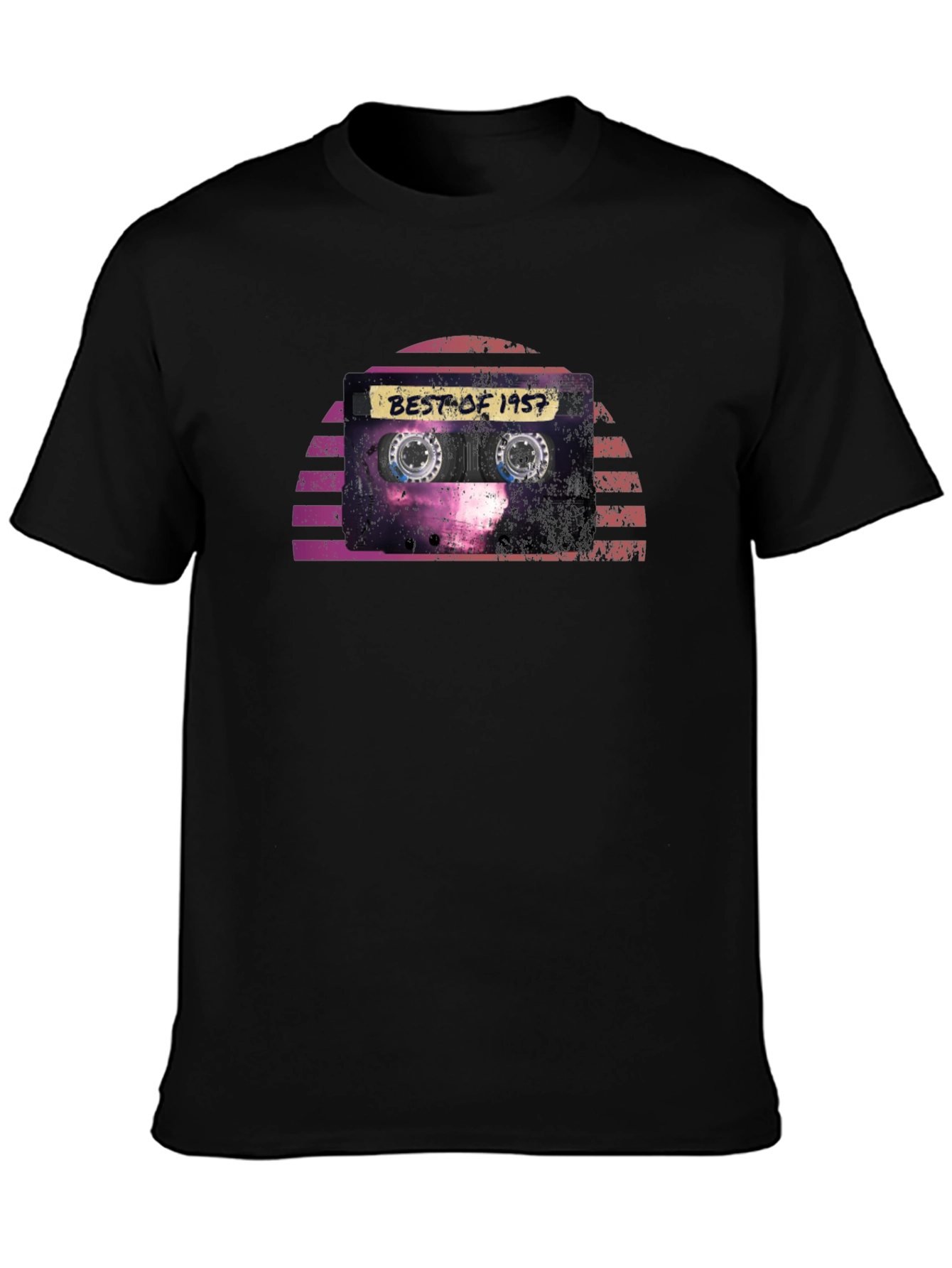 Black Best of 1957 Cassette Tape Graphic T-Shirt view 3