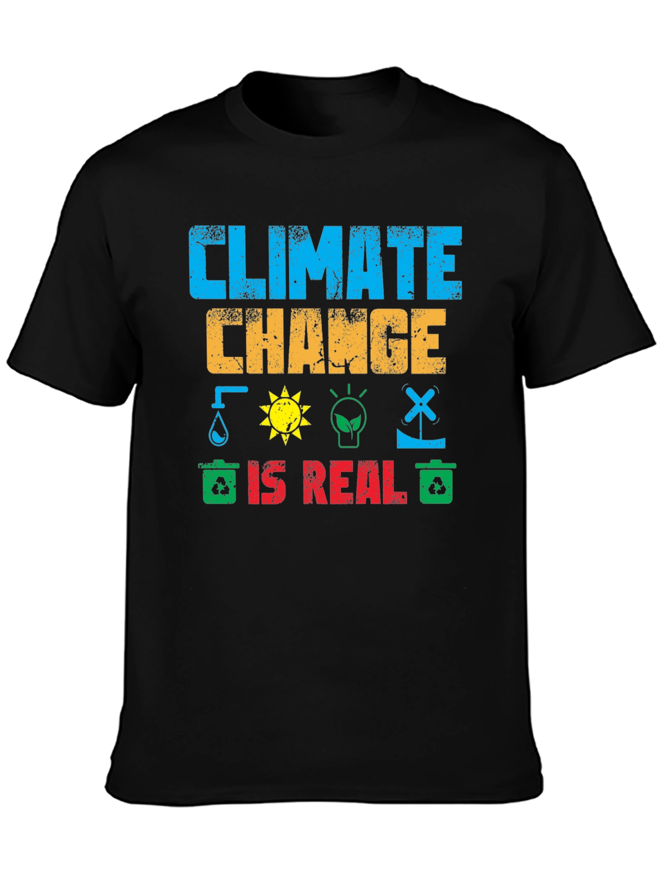 Black Climate Change is Real Graphic T-Shirt view 3