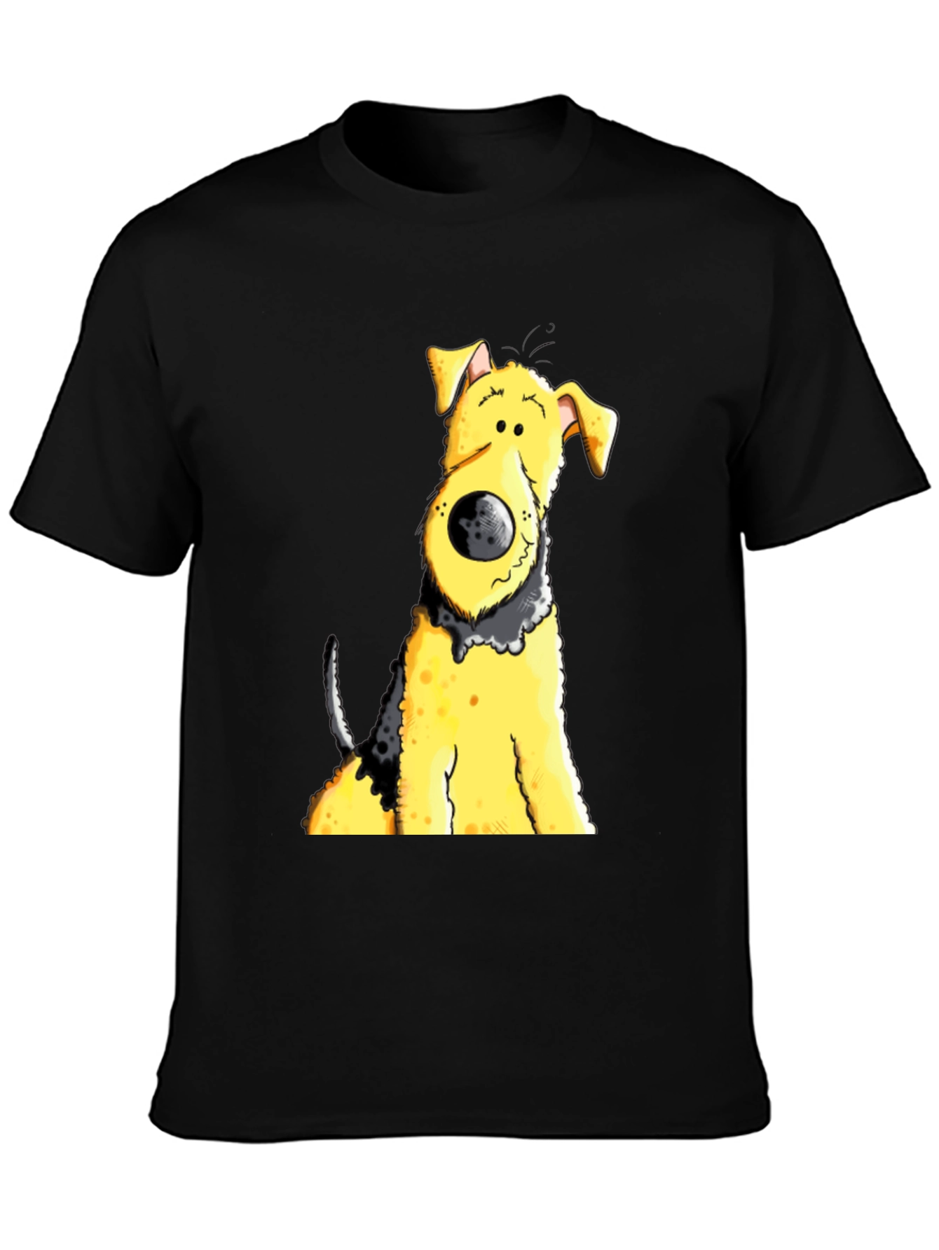 Black Cartoon Dog Graphic Tee - Black Cotton Blend view 3