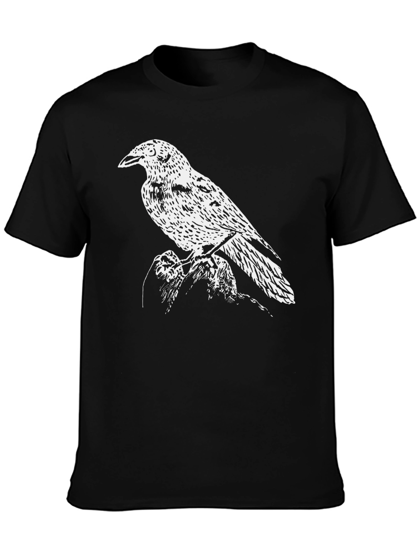 Black Raven Print Black T-Shirt view 3