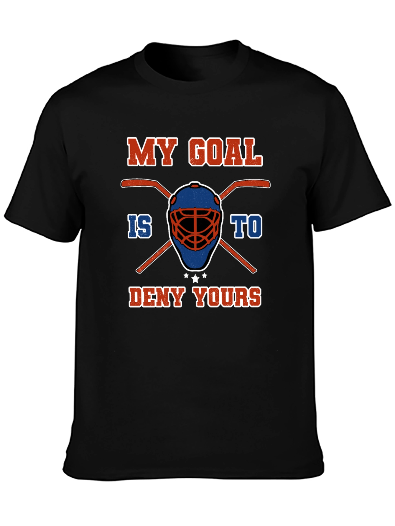 Black Hockey Goalie T-Shirt: My Goal Is To Deny Yours view 3