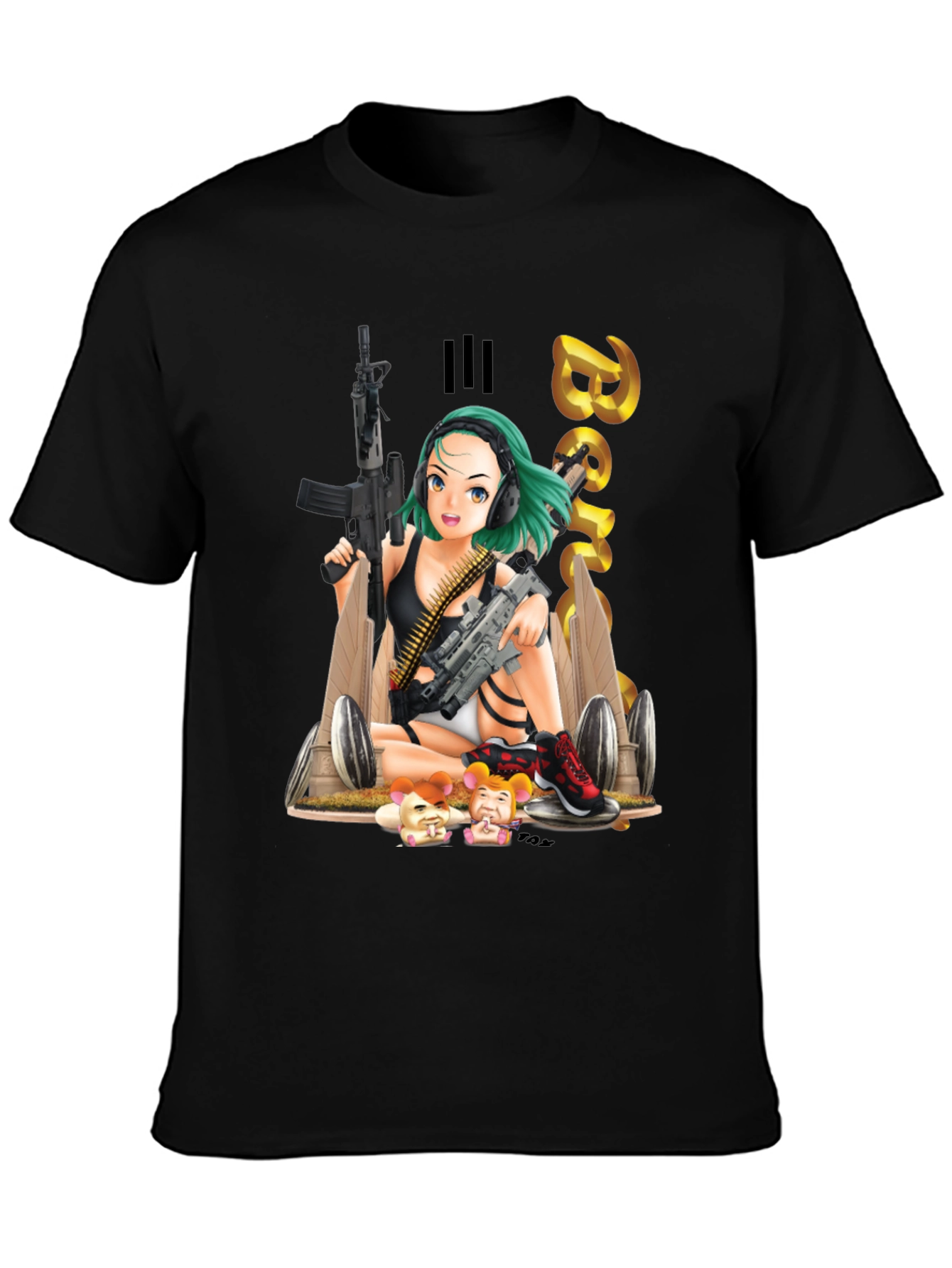 Black Anime Girl Graphic T-Shirt view 3