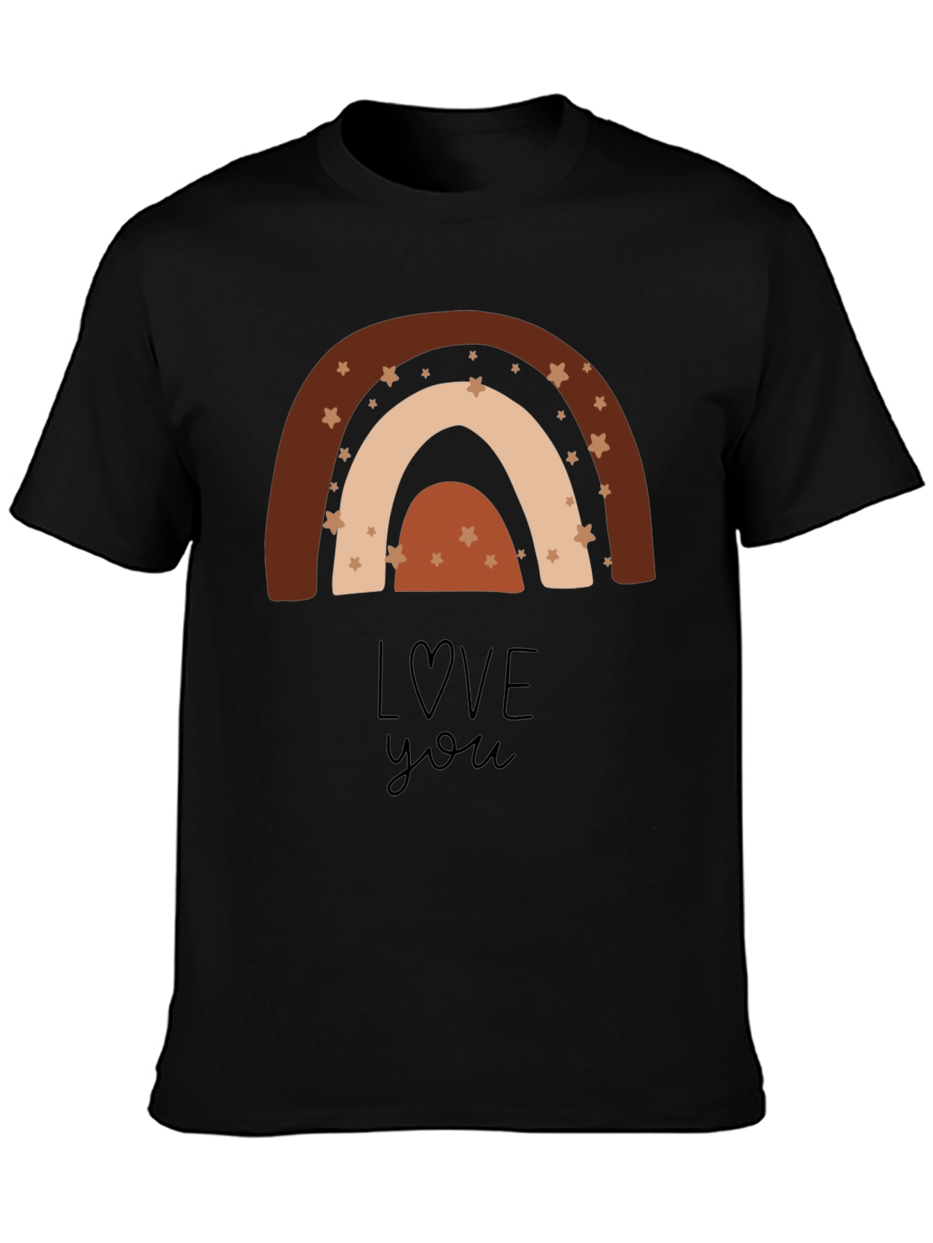 Black Boho Rainbow Love You T-Shirt view 3