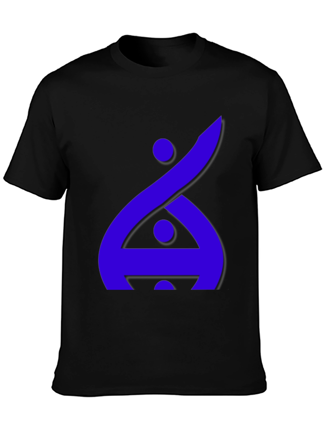 Black Modern Graphic Tee - Blue Abstract Design on Black view 3