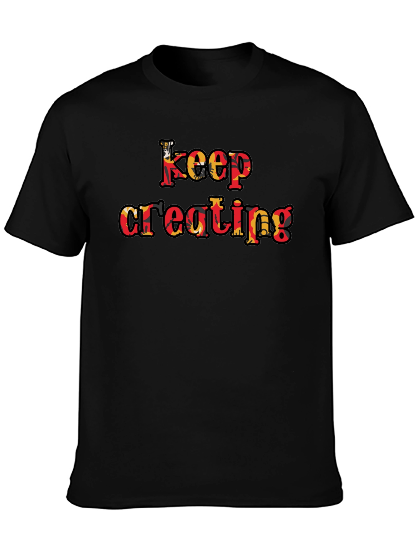 Black Keep Creating Graphic T-Shirt - Black view 3
