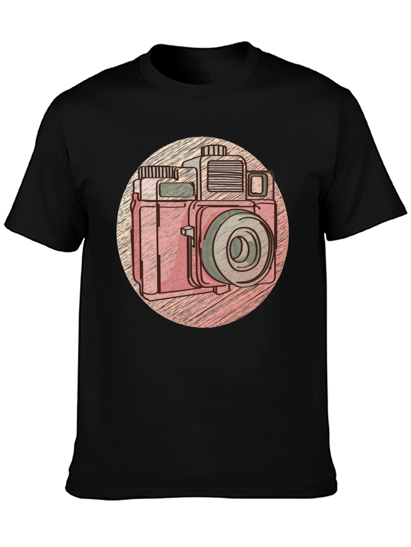Black Retro Camera Graphic Tee - Vintage Style T-Shirt view 3
