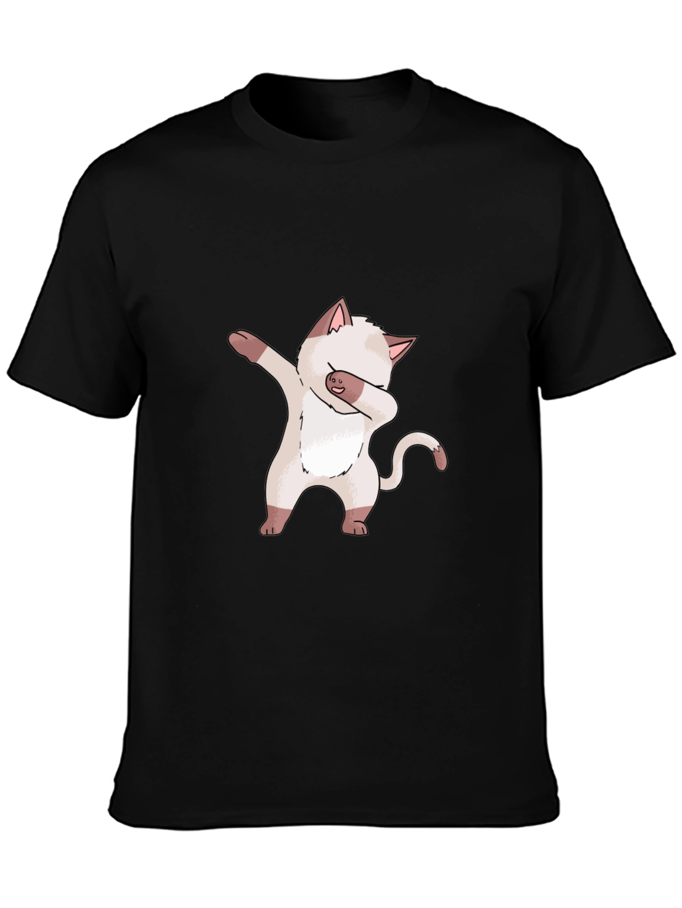 Black Dabbing Cat Graphic Tee - Black Cotton T-Shirt view 3