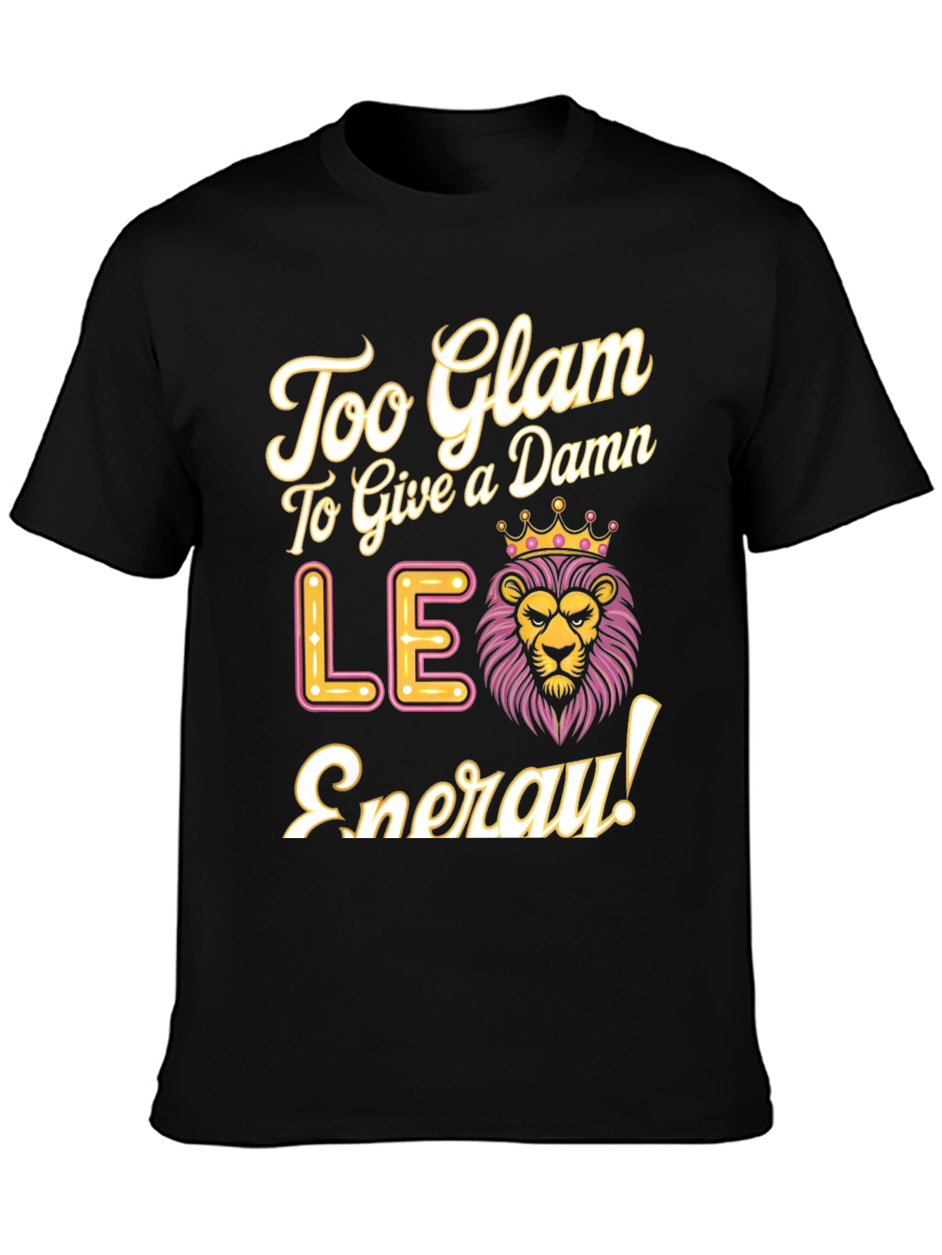 Black Too Glam Leo Energy Black T-Shirt view 3