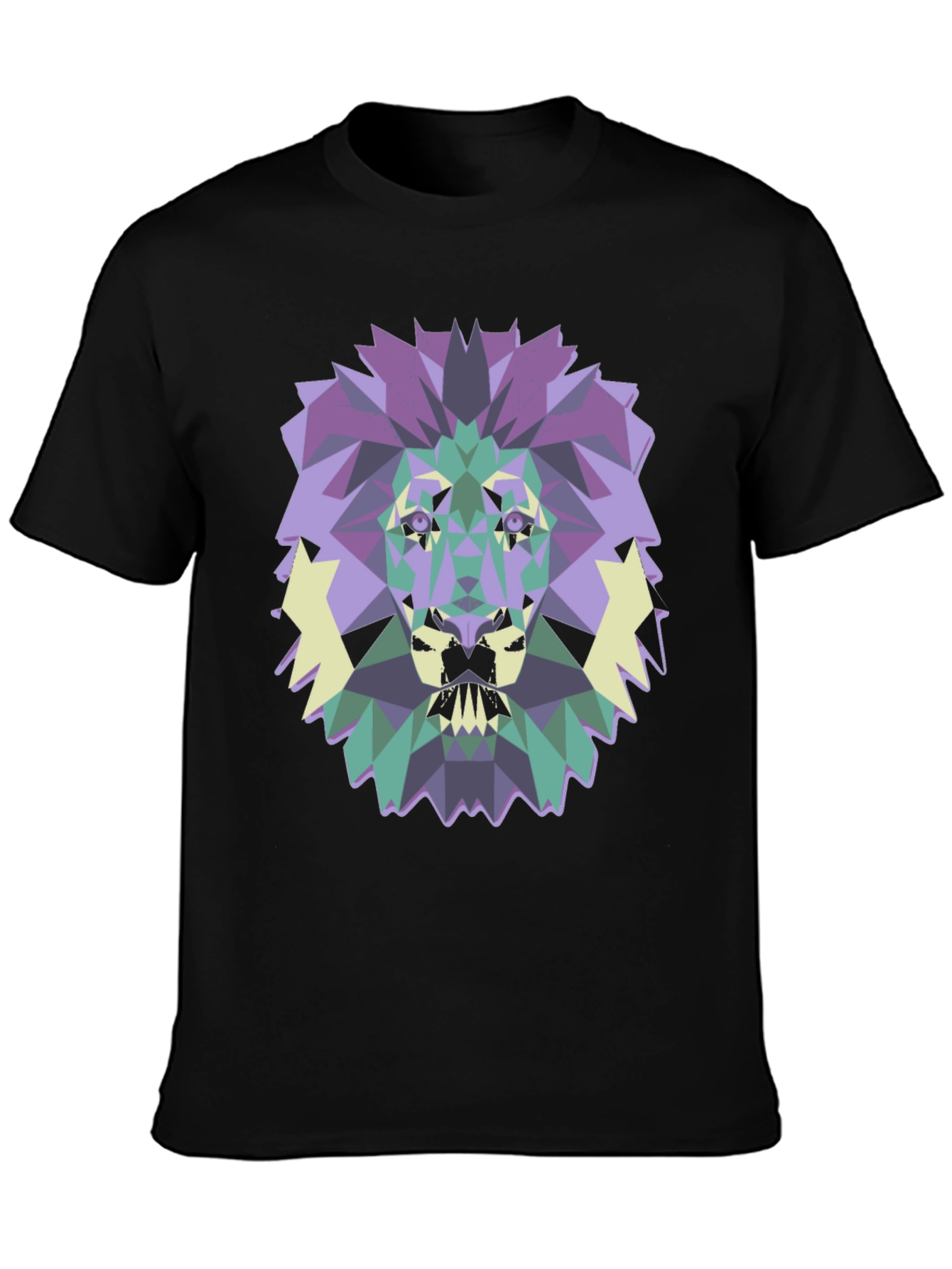 Black Geometric Lion Graphic Tee - Modern Style view 3