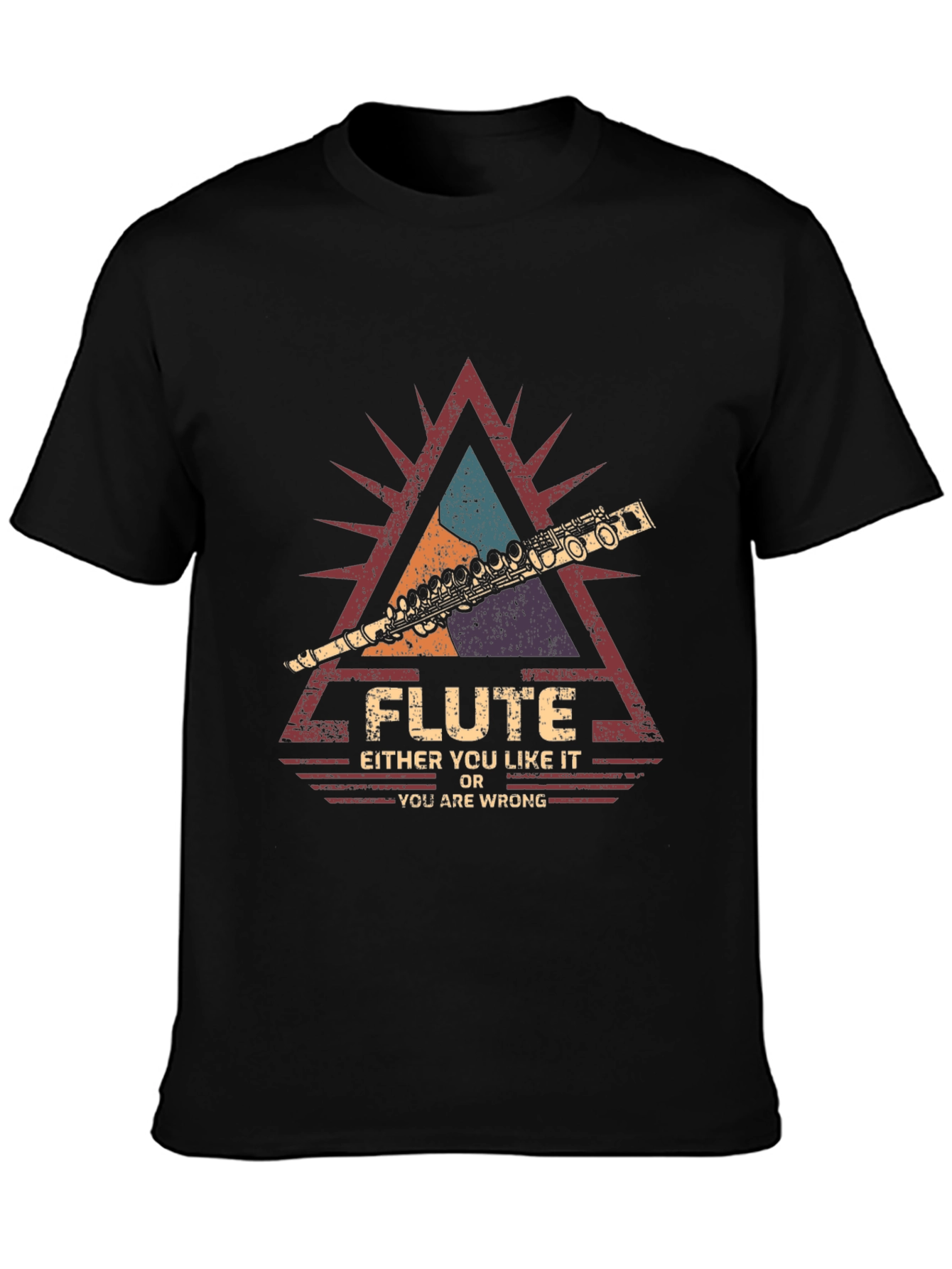 Black Flute Lover T-Shirt - Funny Music Gift view 3