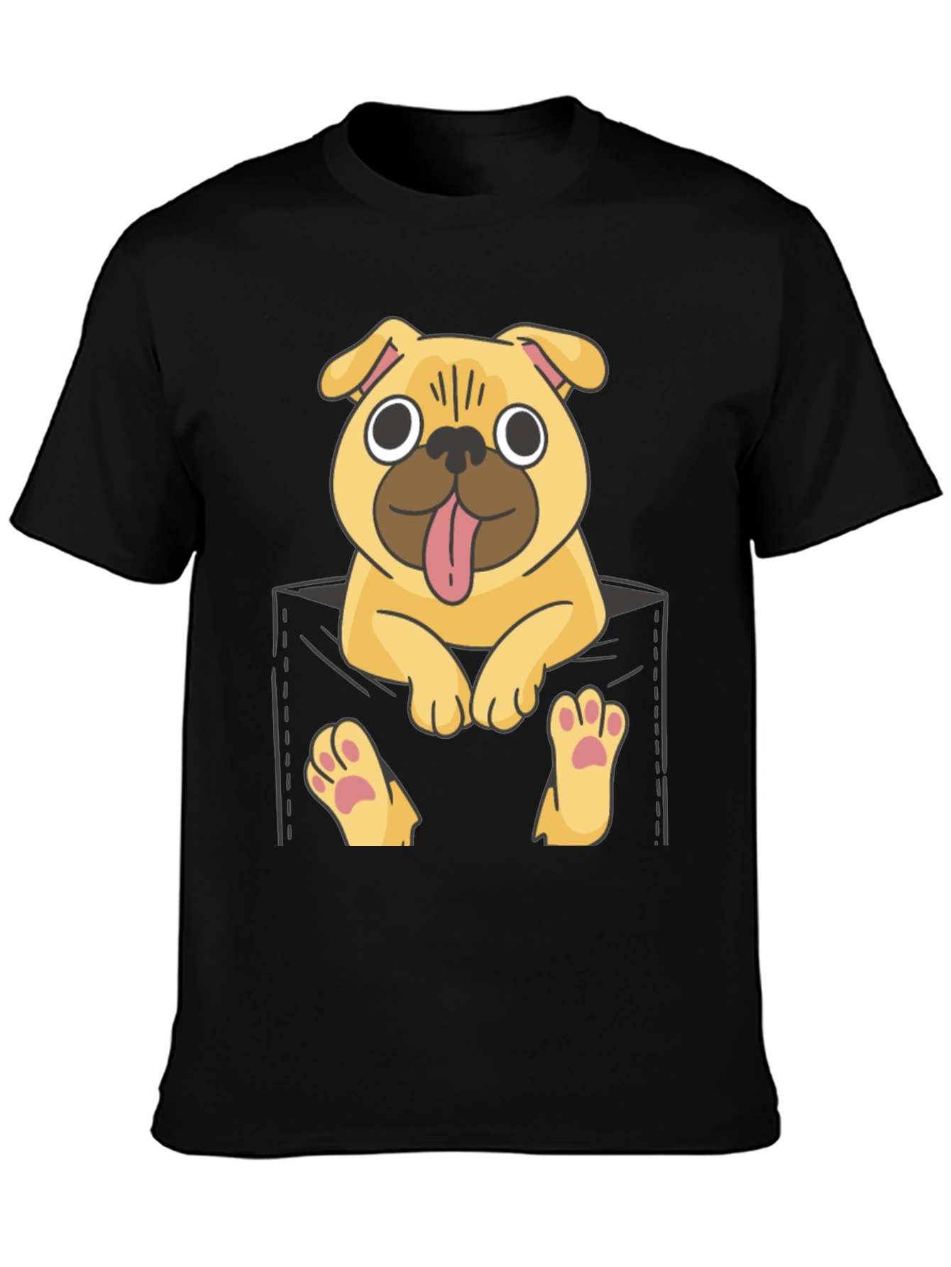 Black Pug in Pocket Graphic Tee - Fun & Casual view 3