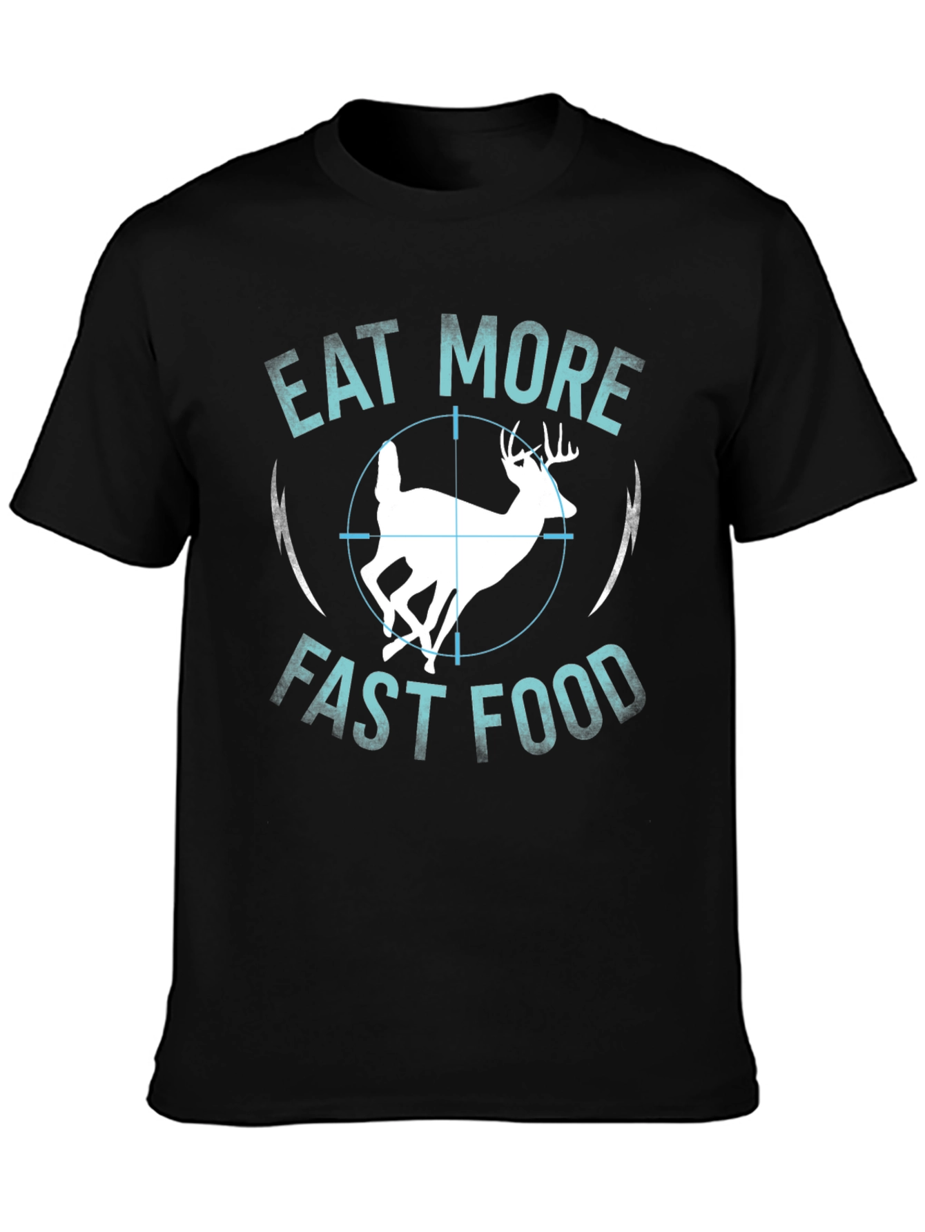 Black Eat More Fast Food Deer T-Shirt view 3