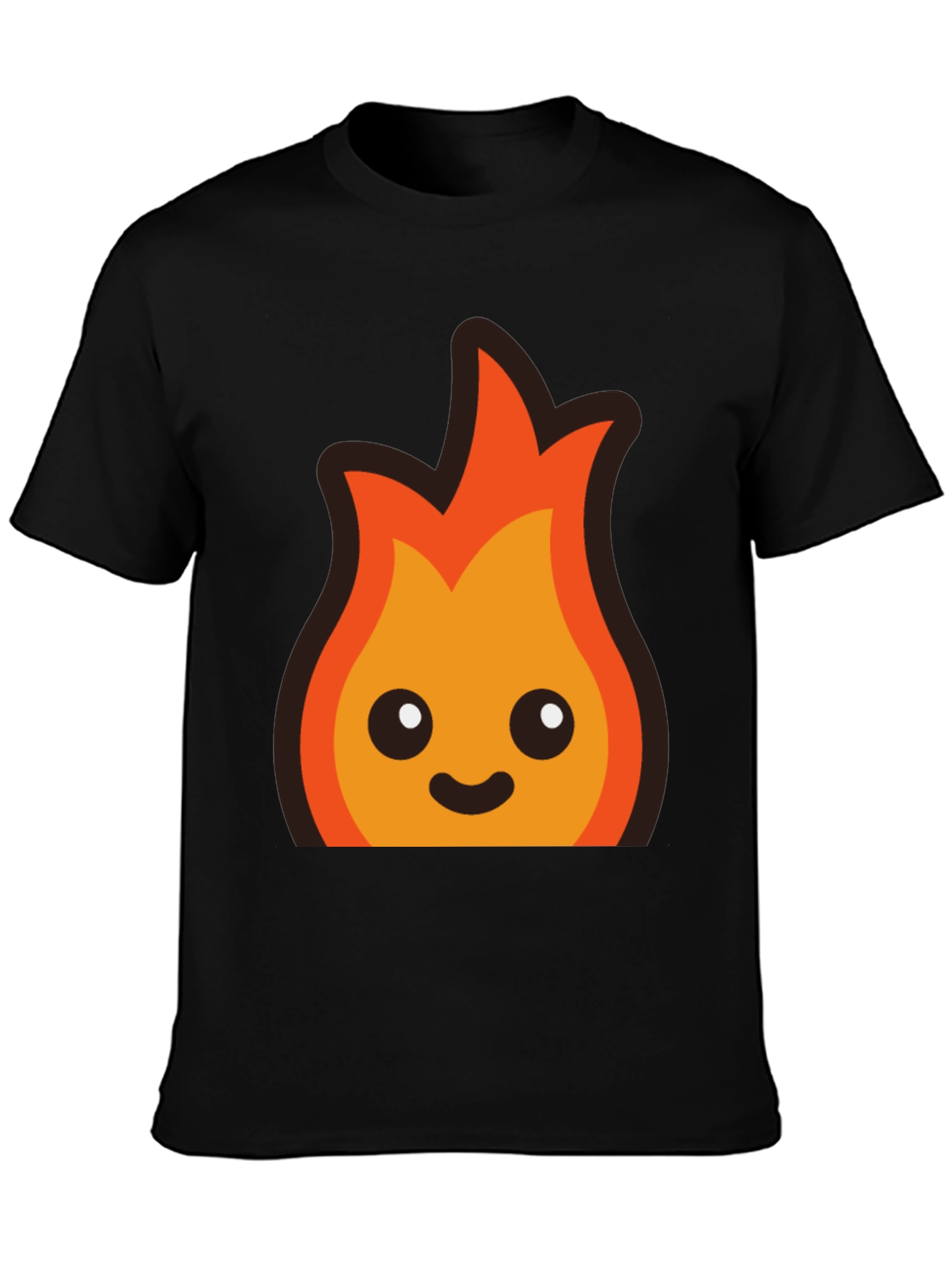 Black Cute Flame Graphic Black T-Shirt view 3