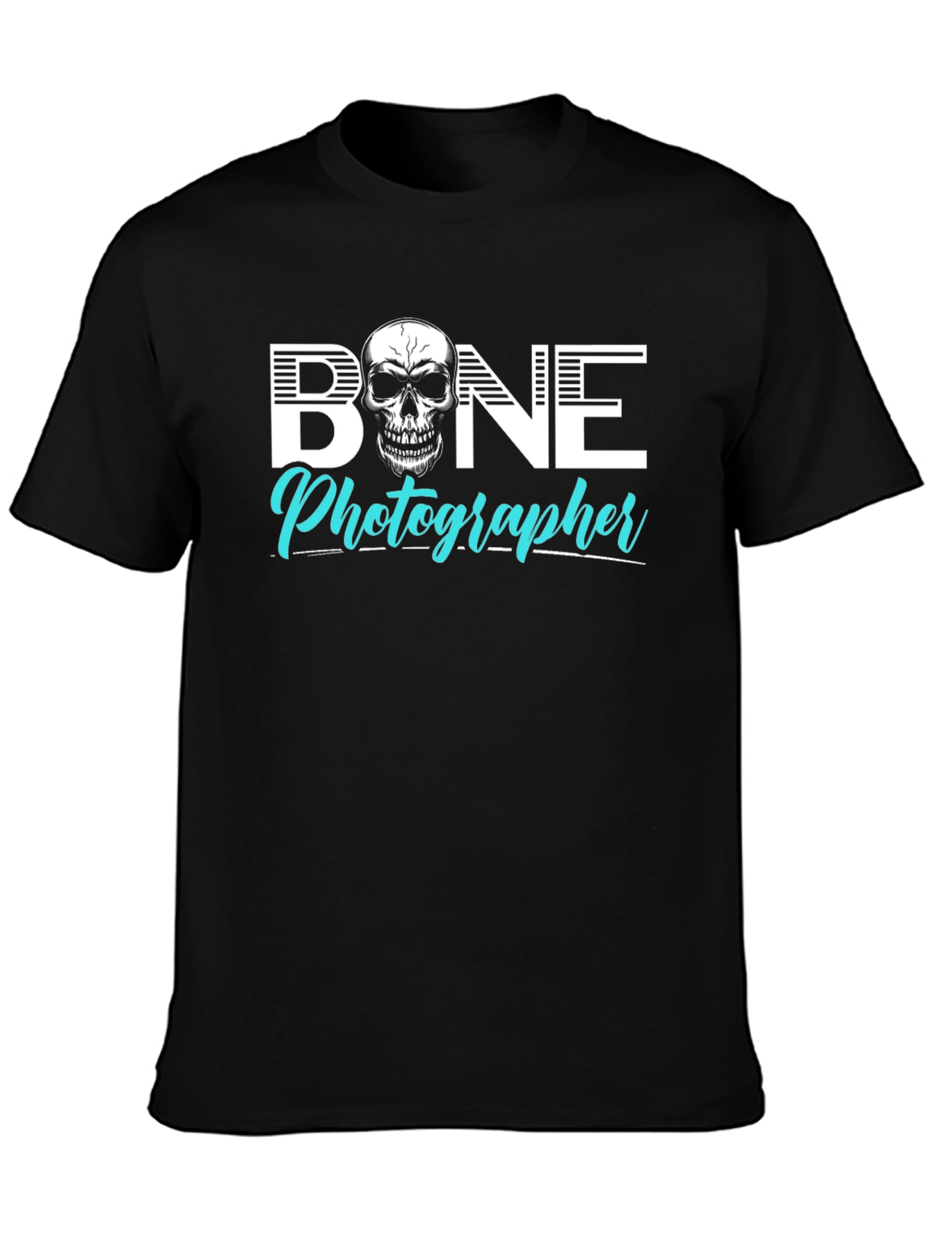 Black Bone Photographer Skull Graphic T-Shirt view 3