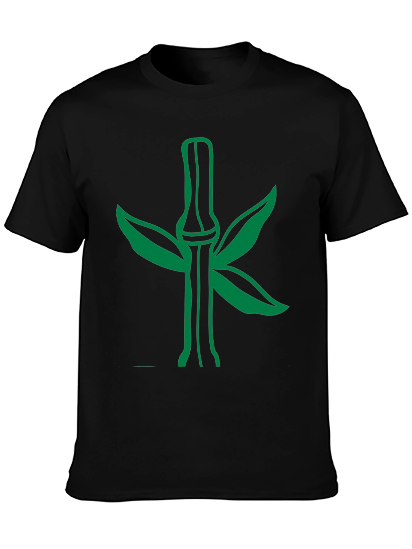 Black Green Bamboo Graphic Tee - Stylish Nature Design view 3