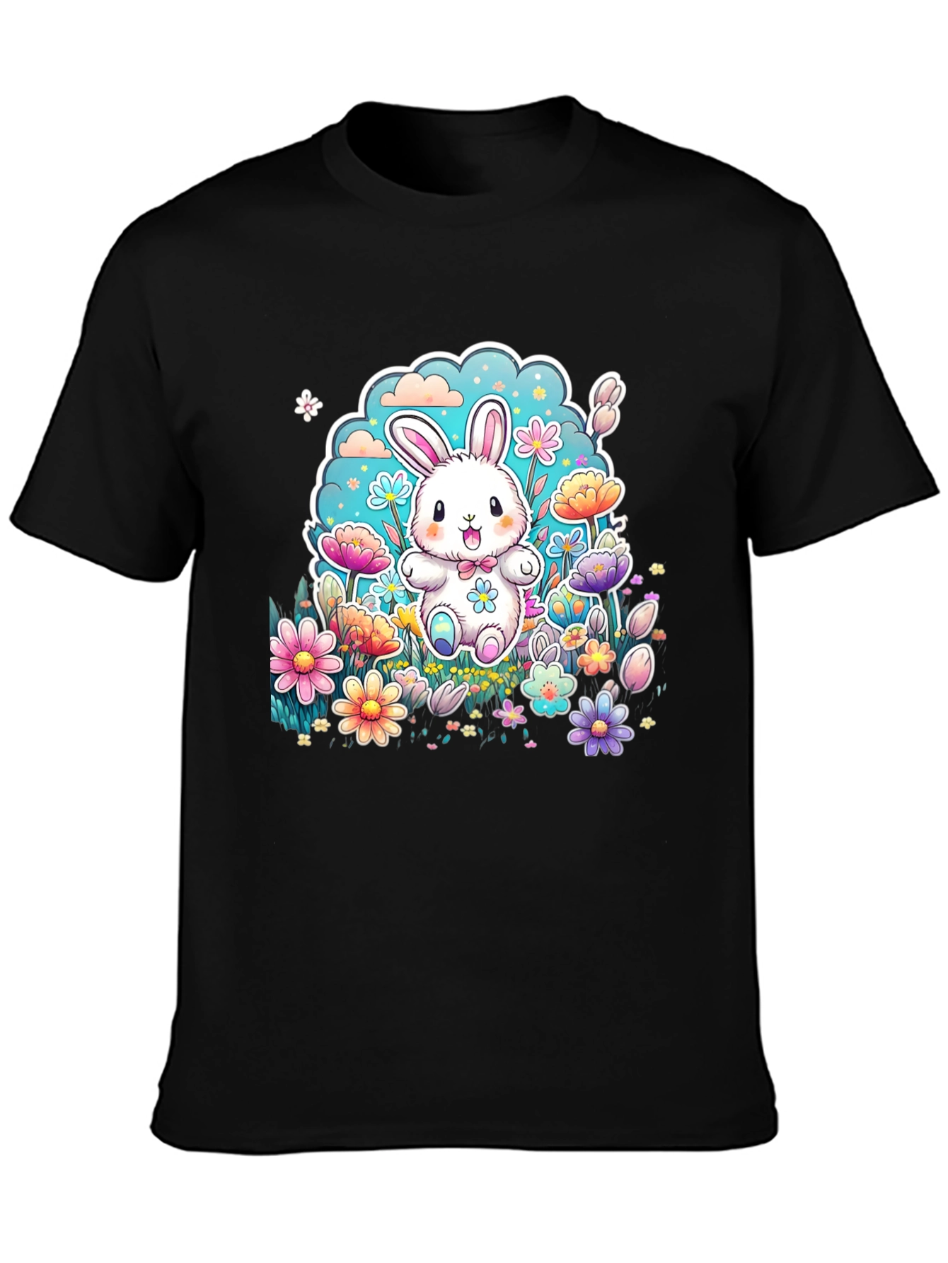 Camiseta Conejito Pascua Flores Diseño Infantil