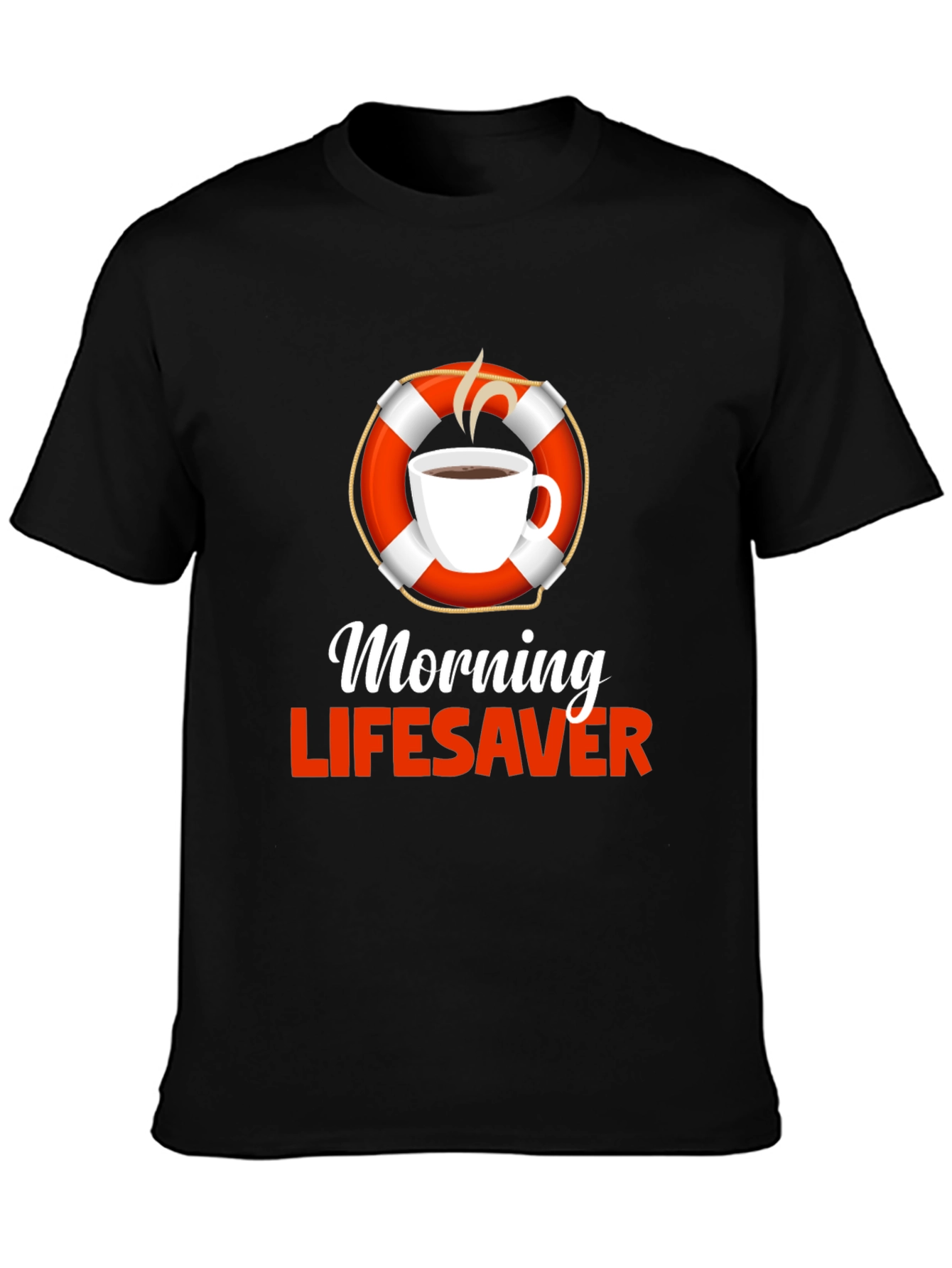 Black Morning Lifesaver T-Shirt - Coffee Lover Rescue Tee view 3
