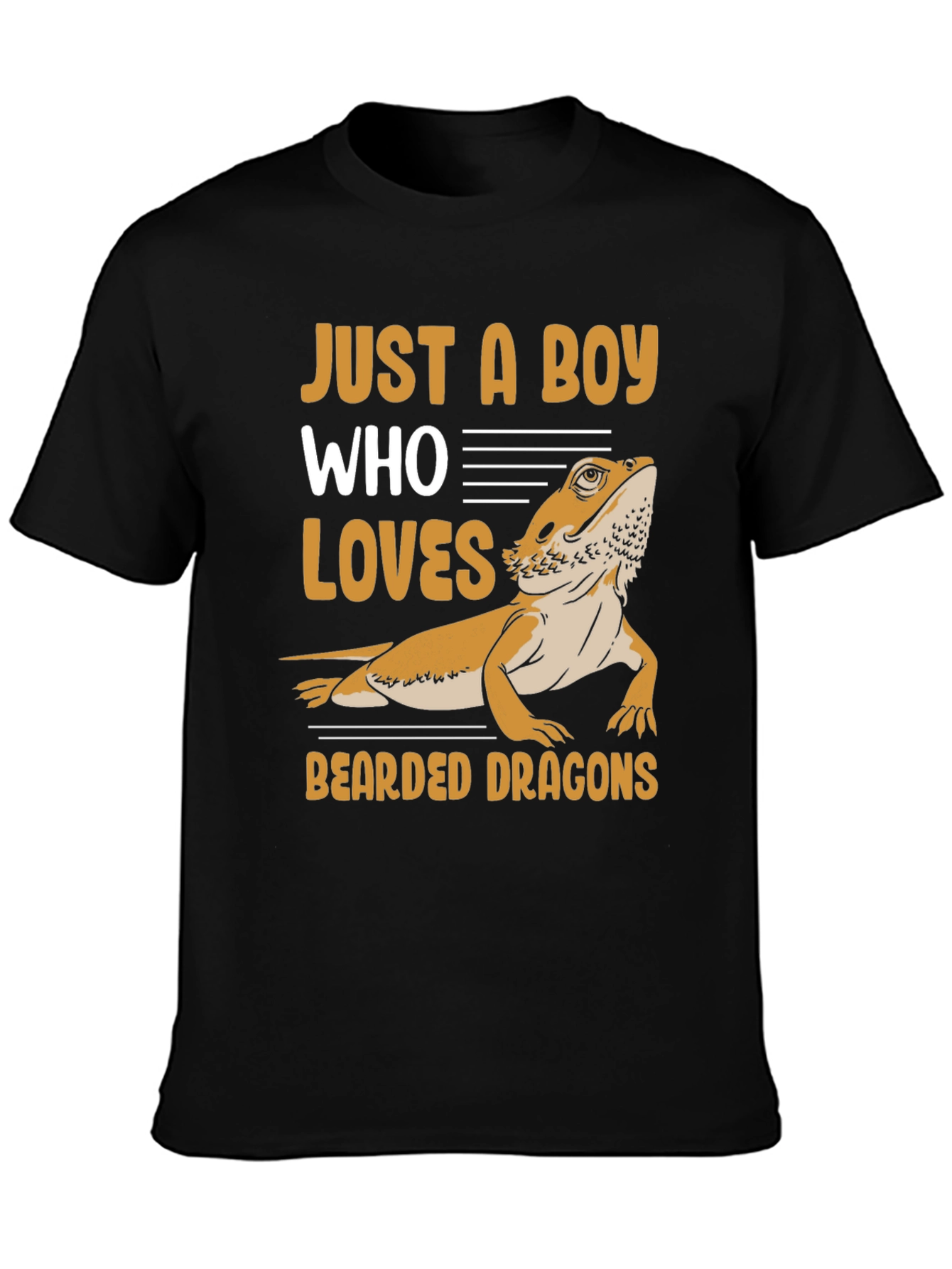Black Boy Who Loves Bearded Dragons T-Shirt view 3