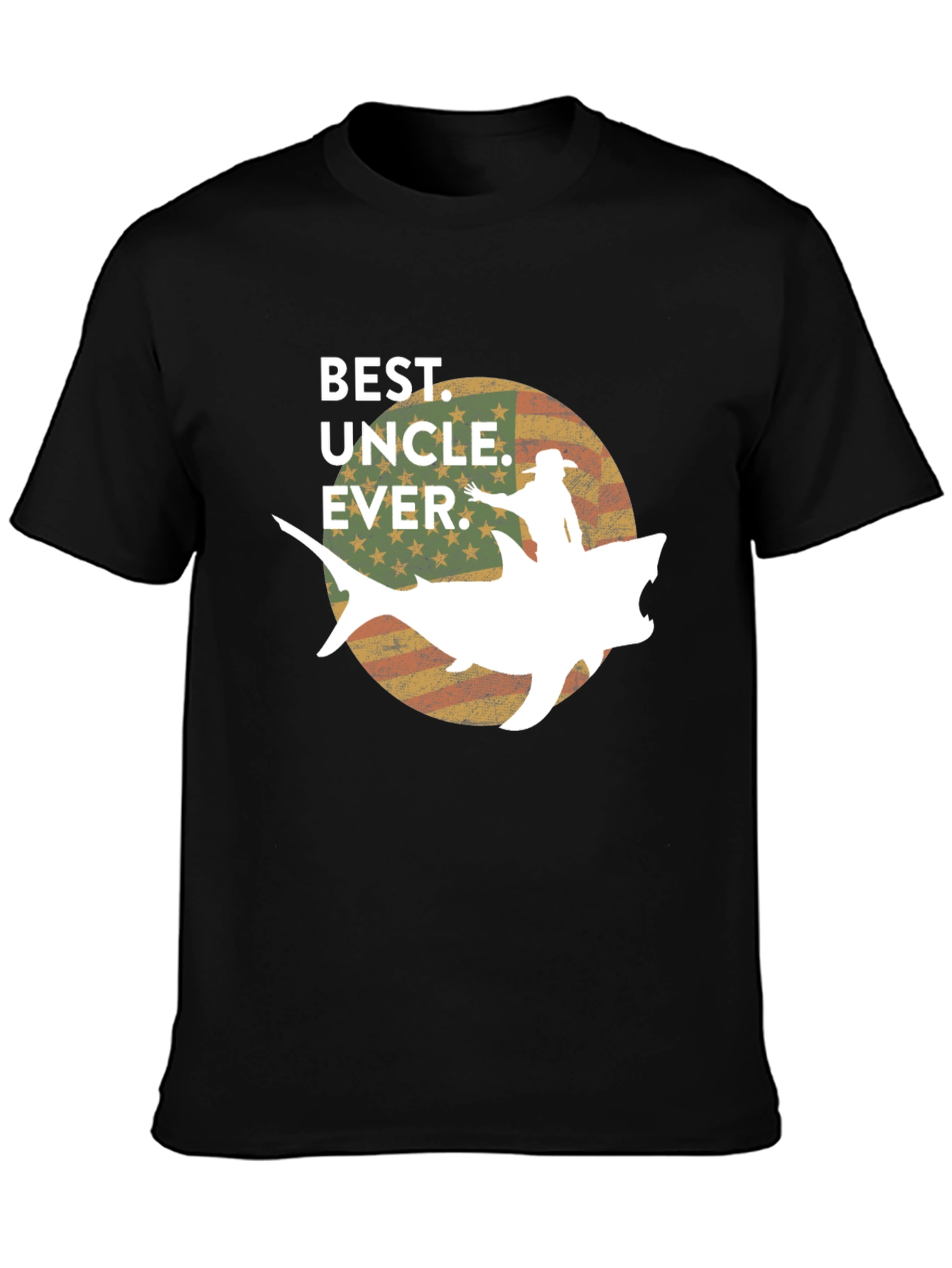 Black Best Uncle Ever Shark T-Shirt view 3