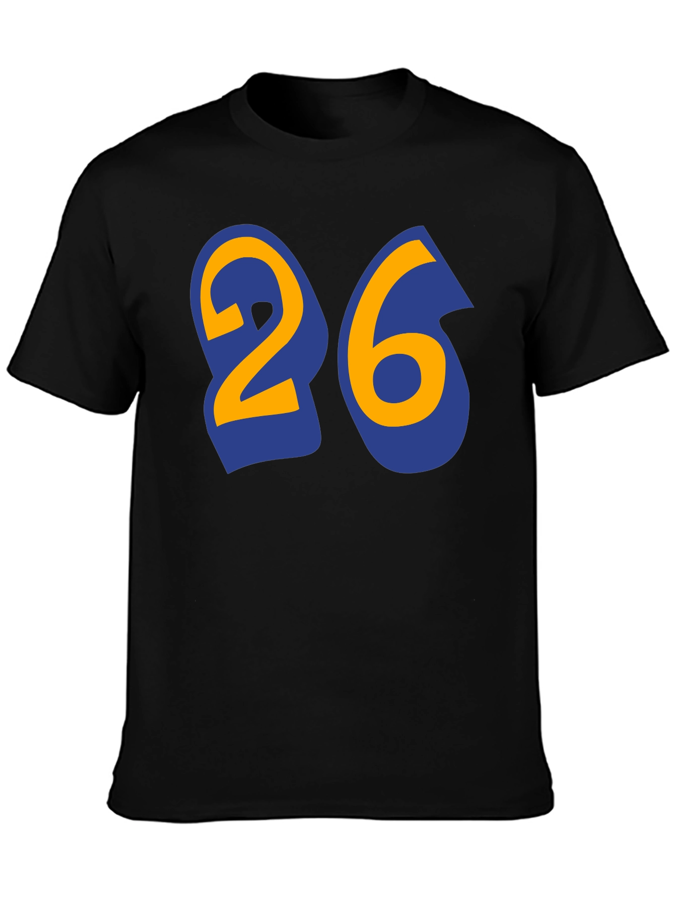 Black Black T-Shirt with Bold Number 26 Design view 3