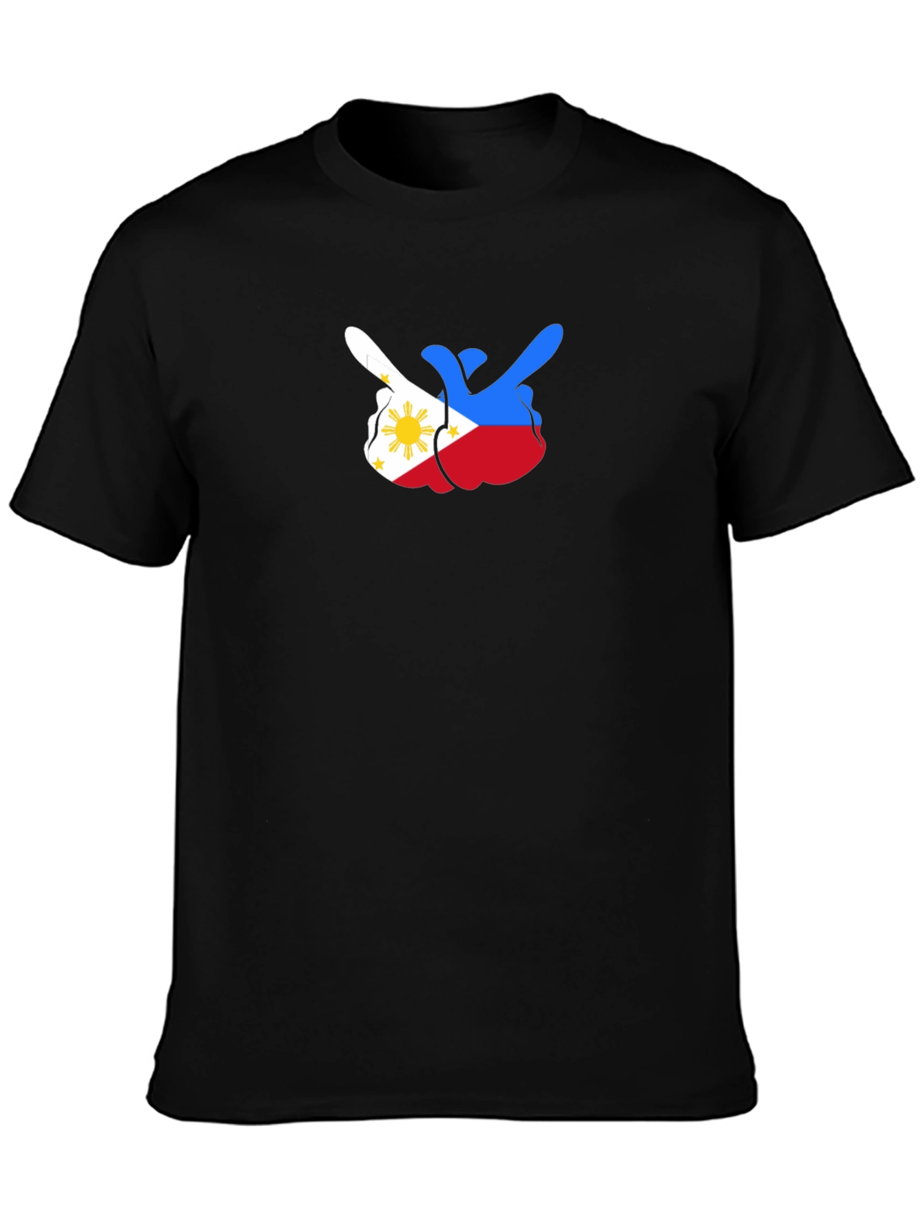 Black Philippines Flag Middle Finger Black Tee view 3