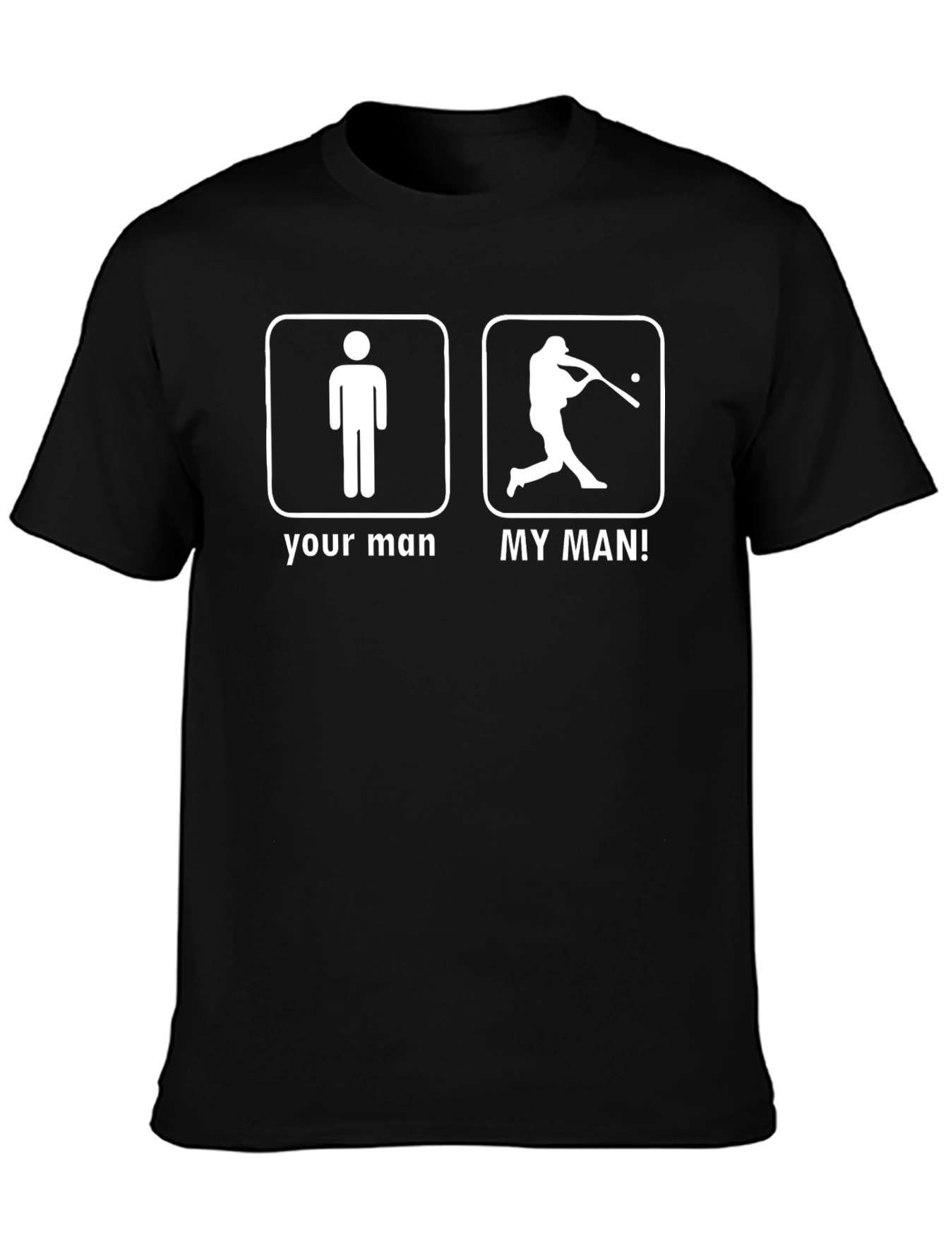 Black Your Man vs My Man Baseball Graphic T-Shirt view 3