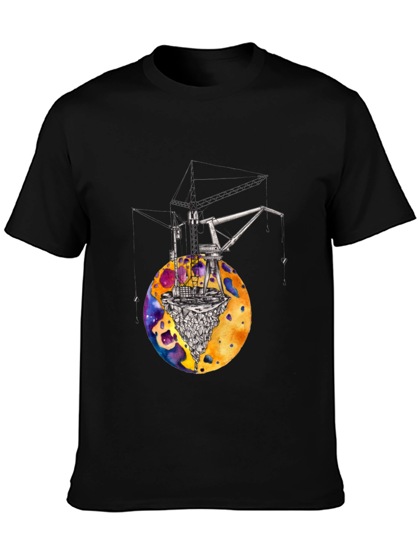 Black Cosmic Crane T-Shirt - Black Graphic Tee view 3