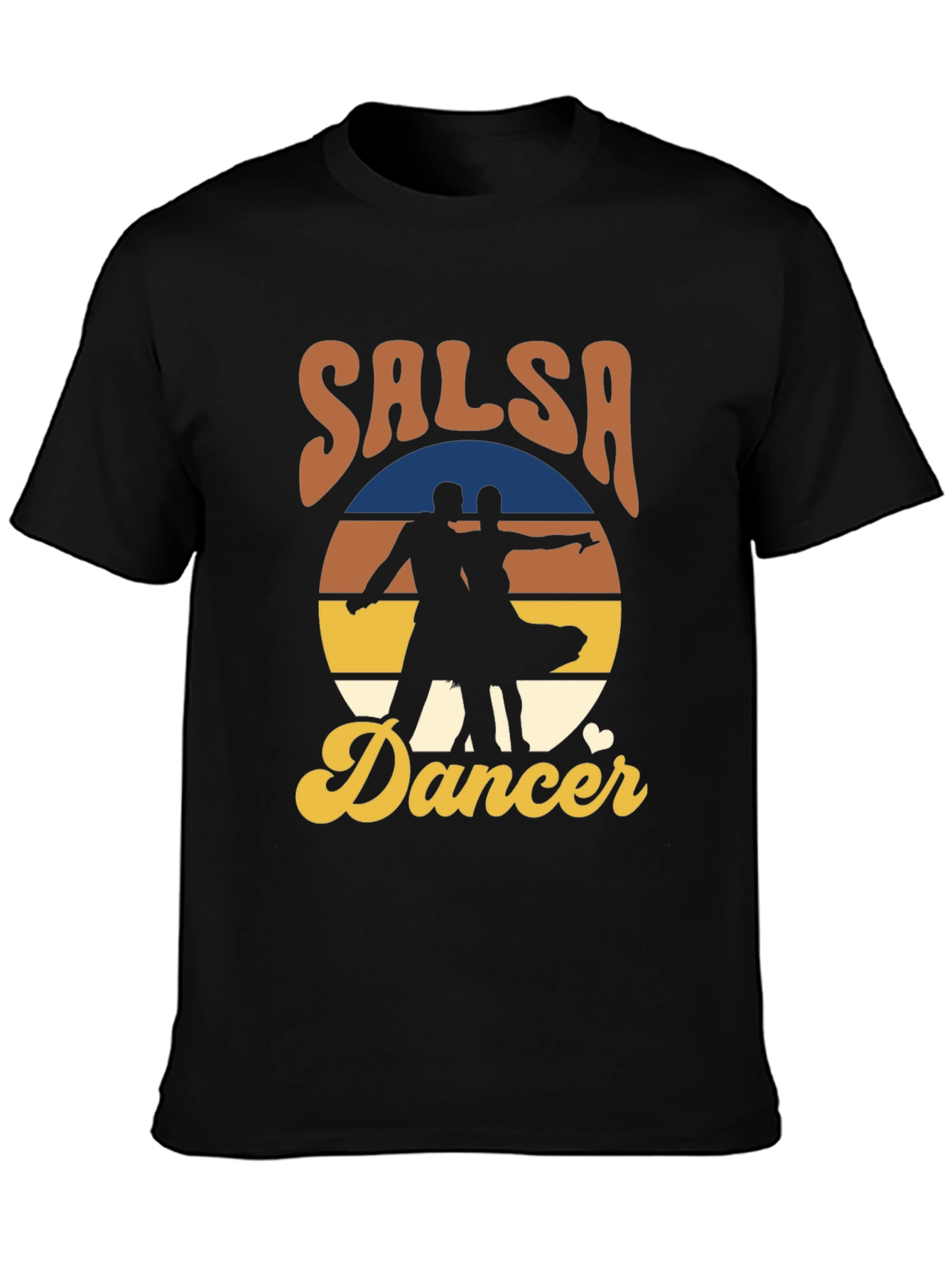 Black Salsa Dancer Retro T-Shirt - Dance the Night Away! view 3