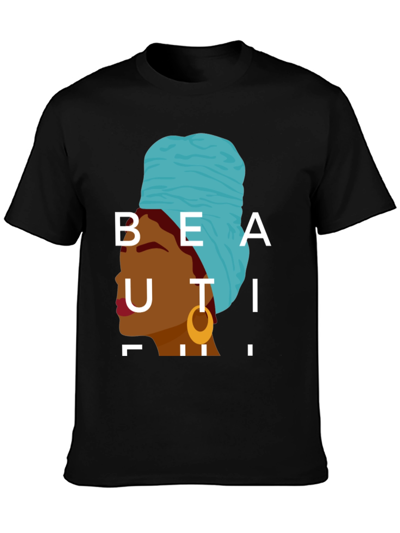 Black Beautiful Woman Graphic Tee - Stylish Black T-Shirt view 3