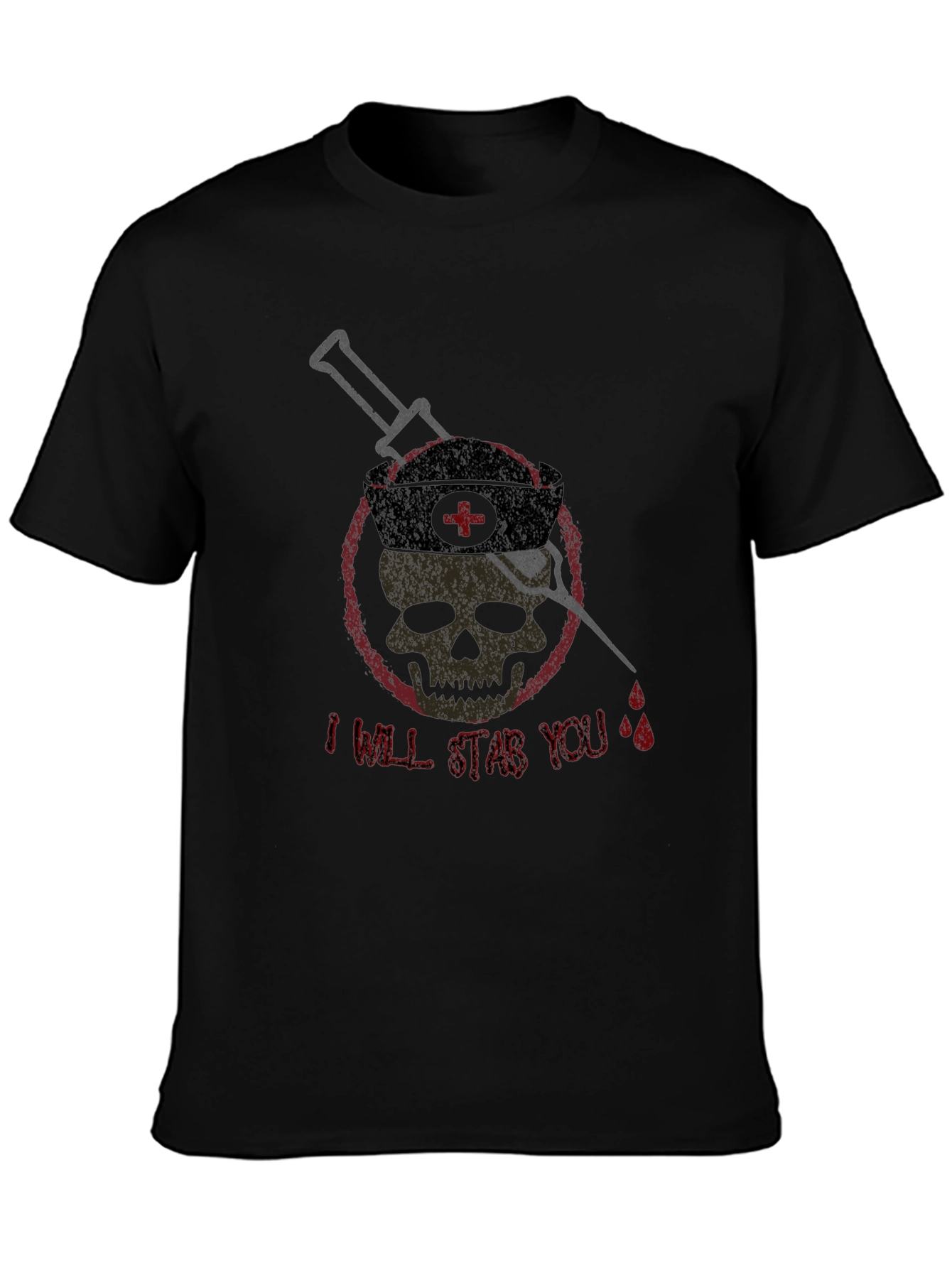 Black I Will Stab You Graphic Tee - Unisex Black T-Shirt view 3