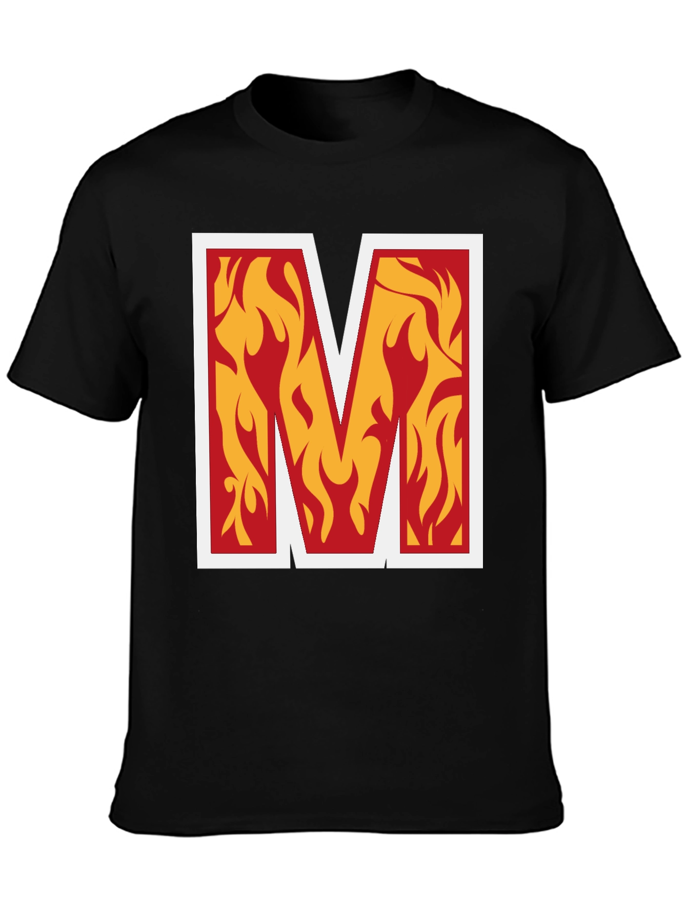 Fiery "M" Graphic Tee - Bold Black T-Shirt - 3