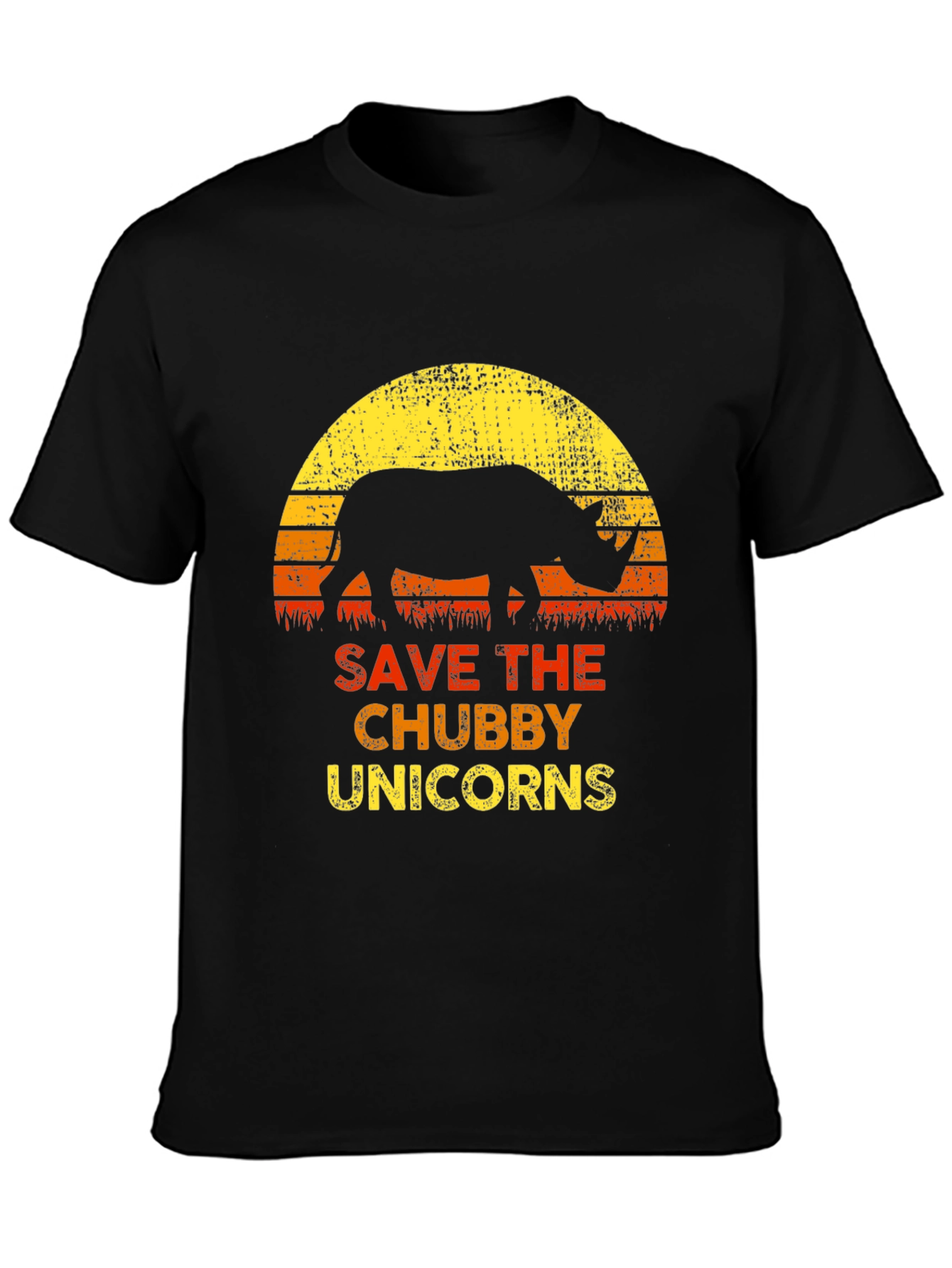 Black Save The Chubby Unicorns Black T-Shirt view 3