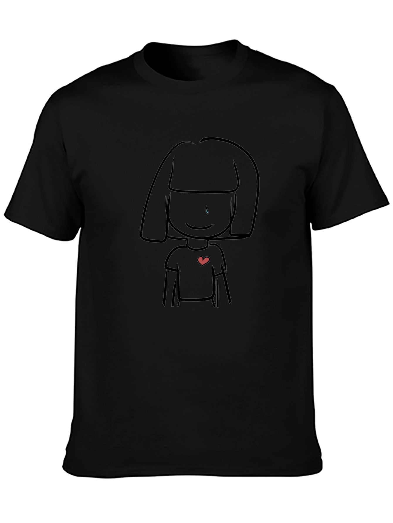 Black Sad Girl Heart Tee - Trendy Graphic T-Shirt view 3