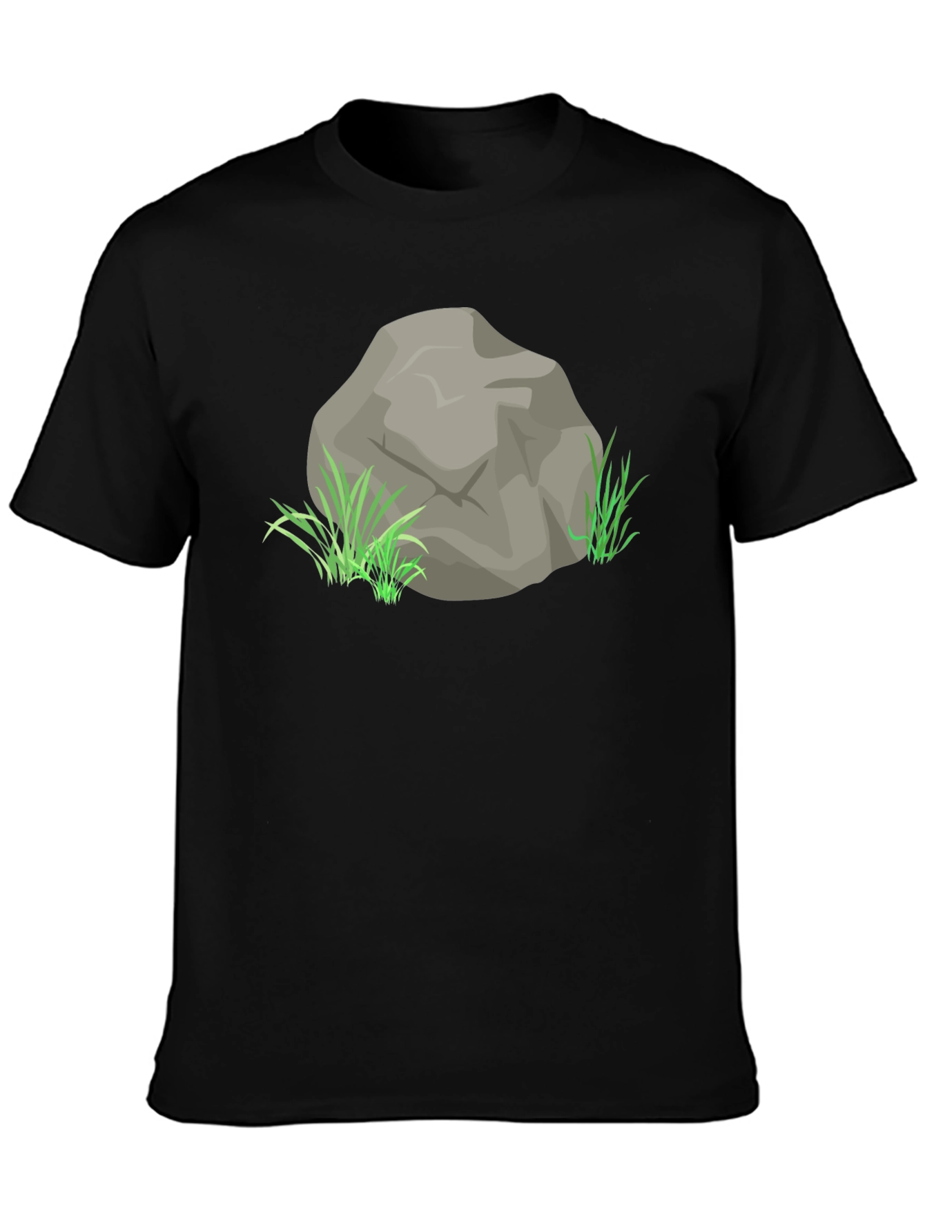 Black Rock and Grass Graphic Tee - Cool Nature Print view 3