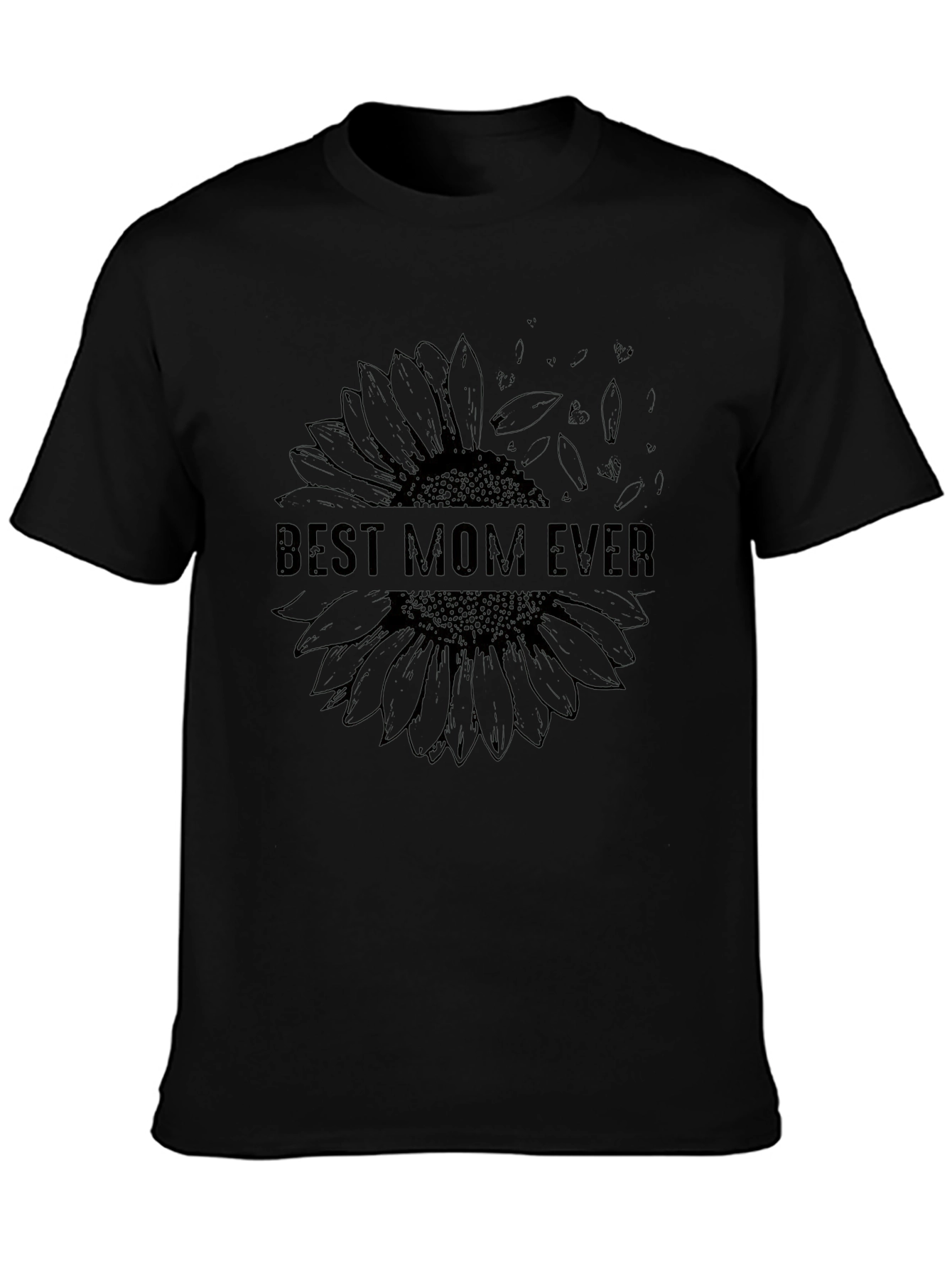 Black Best Mom Ever Sunflower Graphic T-Shirt view 3