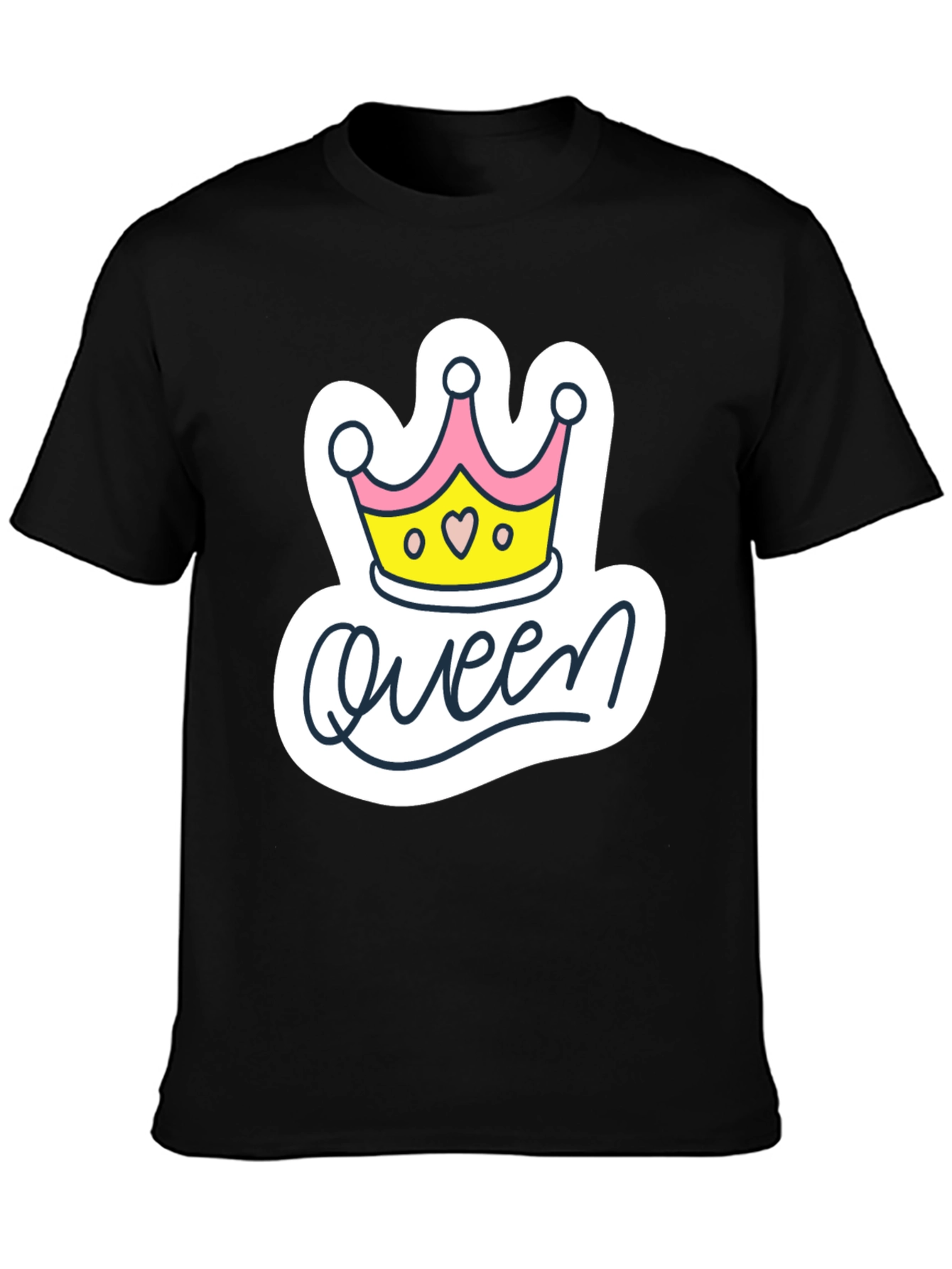 Black Queen Crown Graphic Tee - Black Cotton Casual T-Shirt view 3