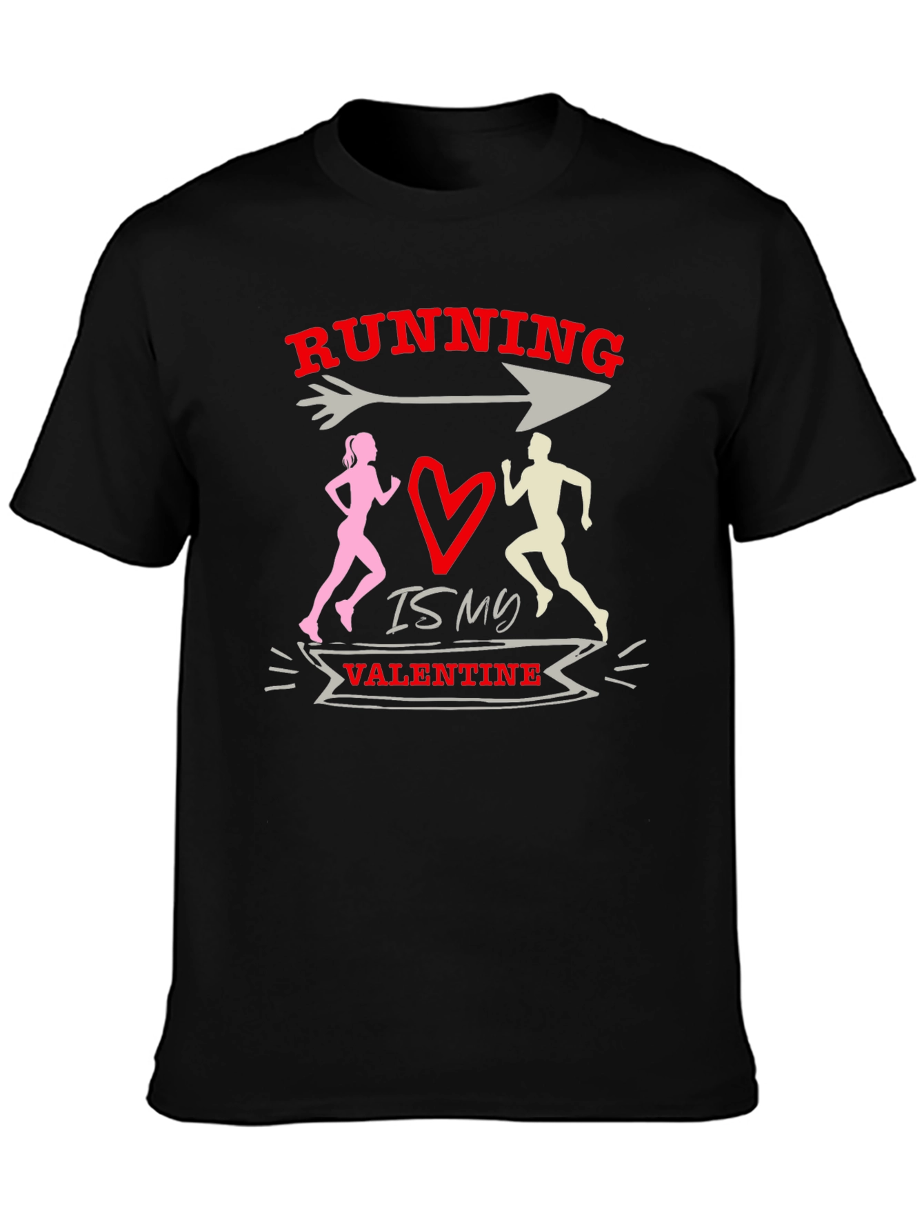 Black Running is My Valentine Graphic Tee - Black view 3